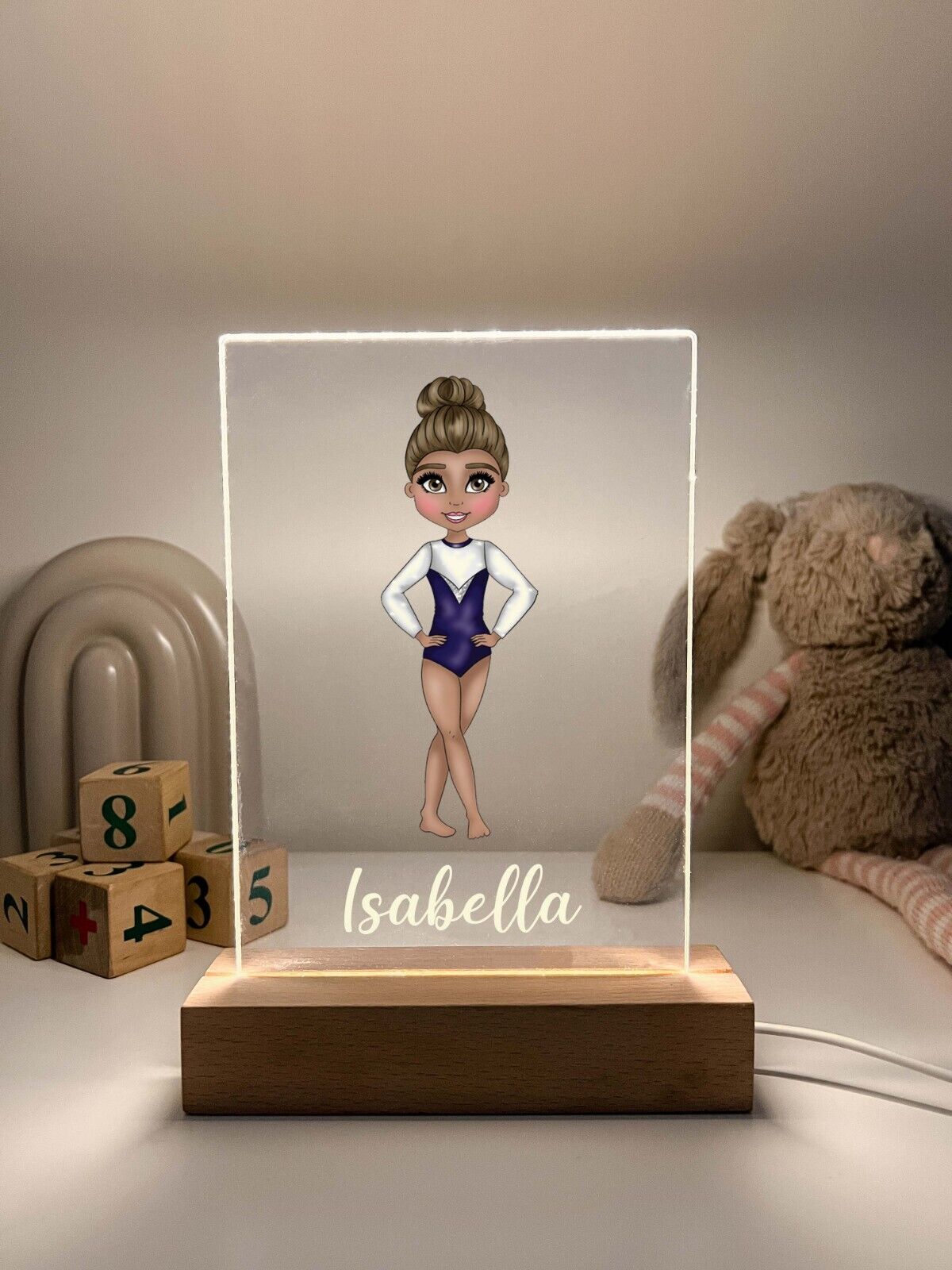 Personalized LED Light Up Desk Lamp Stand Gymnastics Girls Gymnast Sports Gift