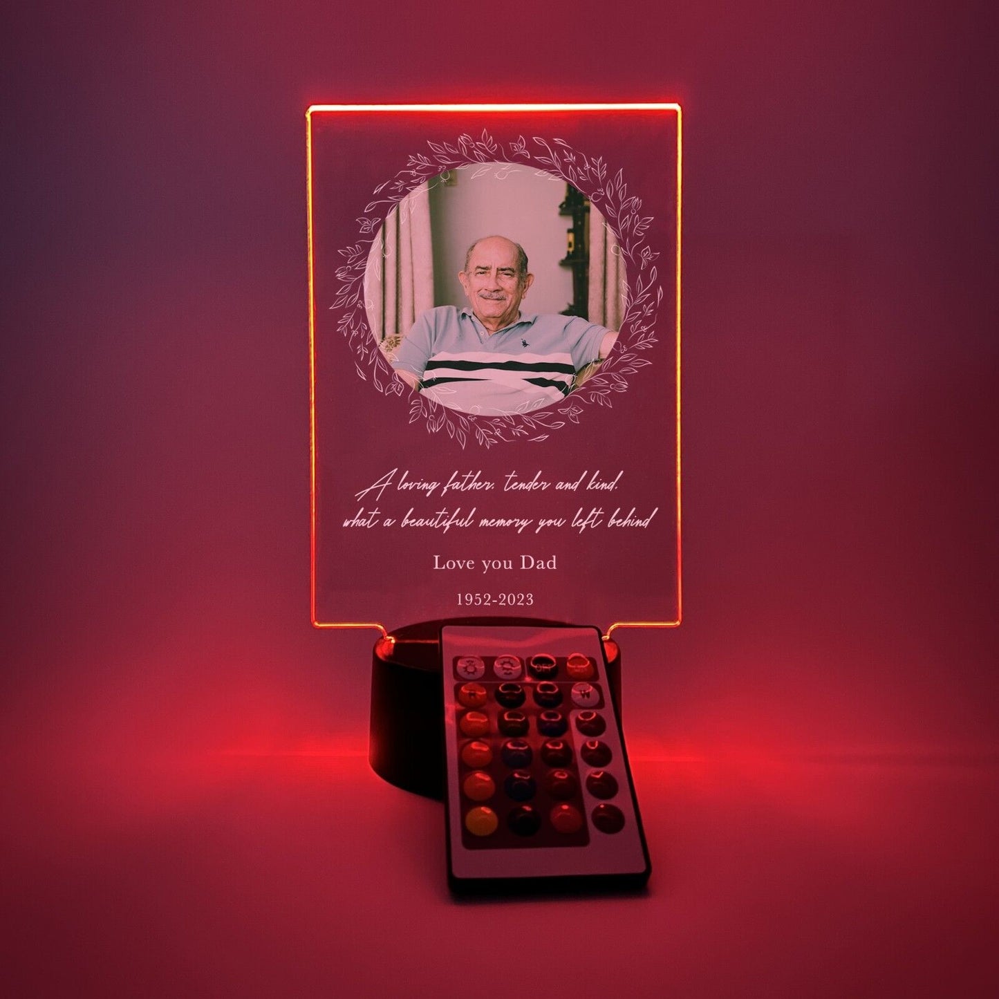 PERSONALIZED Grievance RGB Light LED Custom Photo Memorial Gift Sympathy Plaque