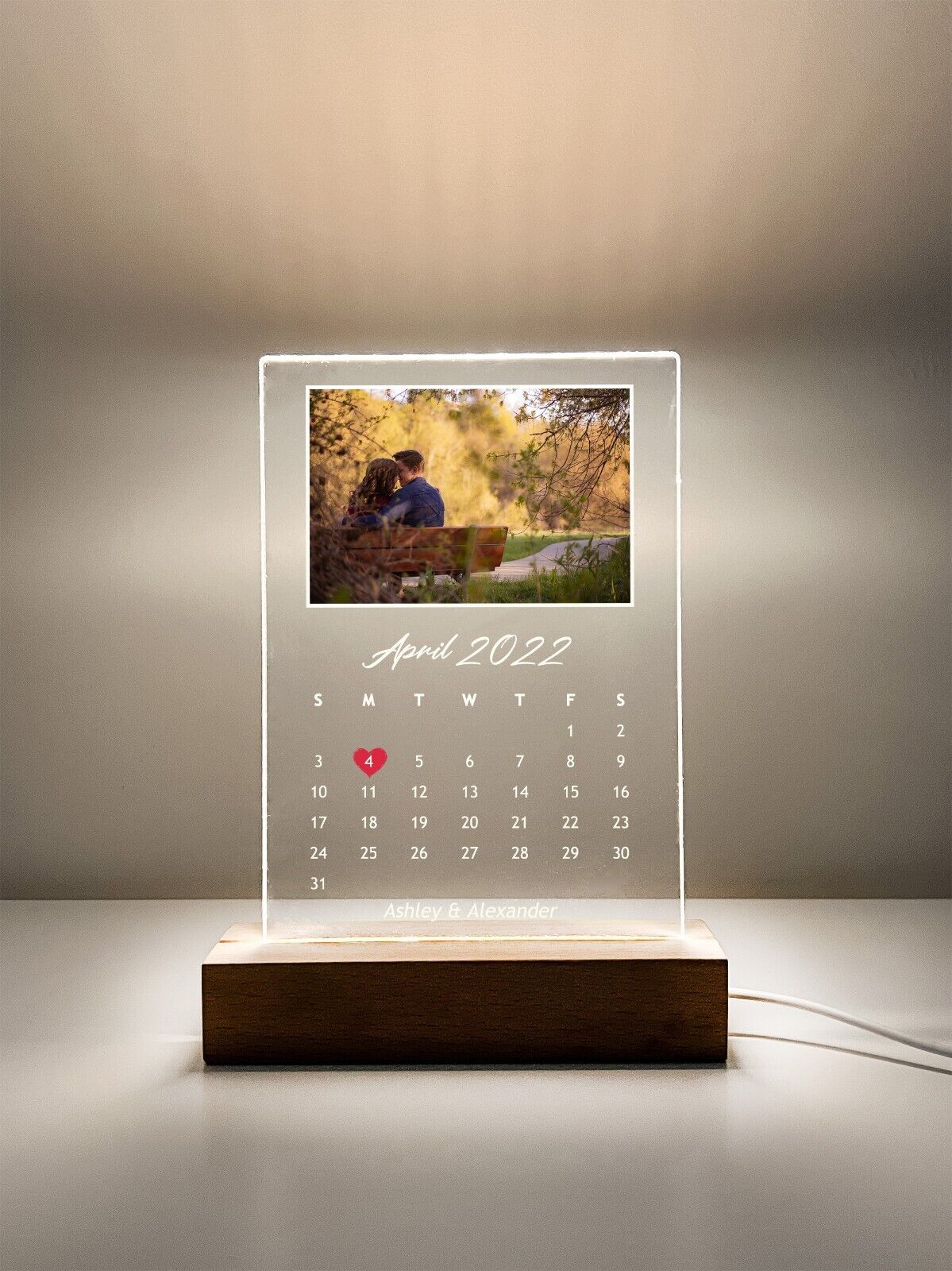 Personalized LED Light Up Calendar Couple Anniversary Wedding Holiday Gift