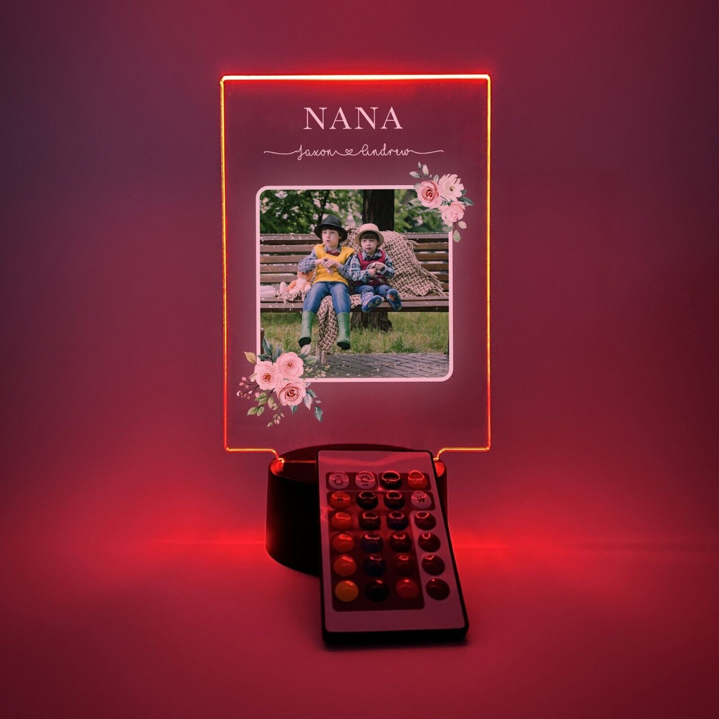 Personalized LED 16 Colors Light Up Flowers Grandma Mother's Day Home Desk Stand