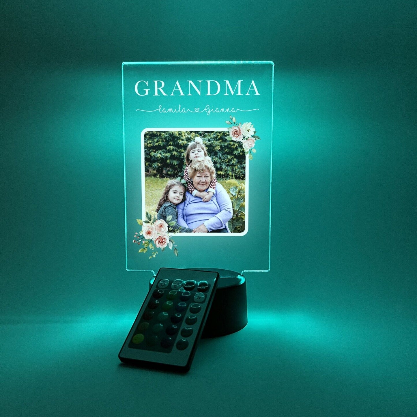 Personalized LED 16 Colors Light Up Flowers Grandma Mother's Day Home Desk Stand