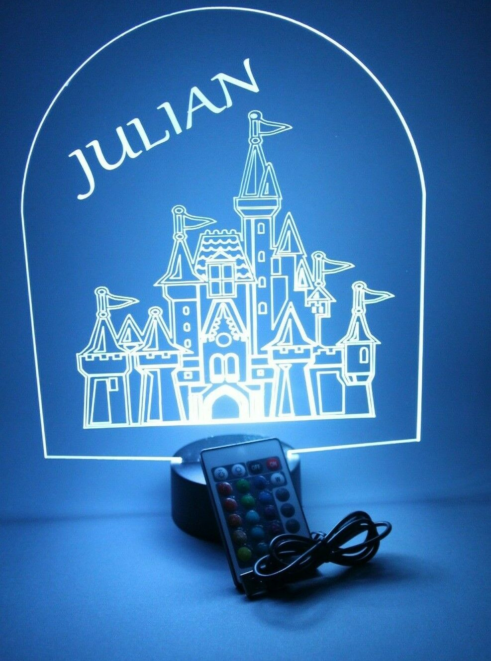 Fancy Princess Queen Castle Fortress Tower Royalty Fairy Night Light Up Lamp LED Personalized Any Name Custom Desk Table Lamp Free Engraving