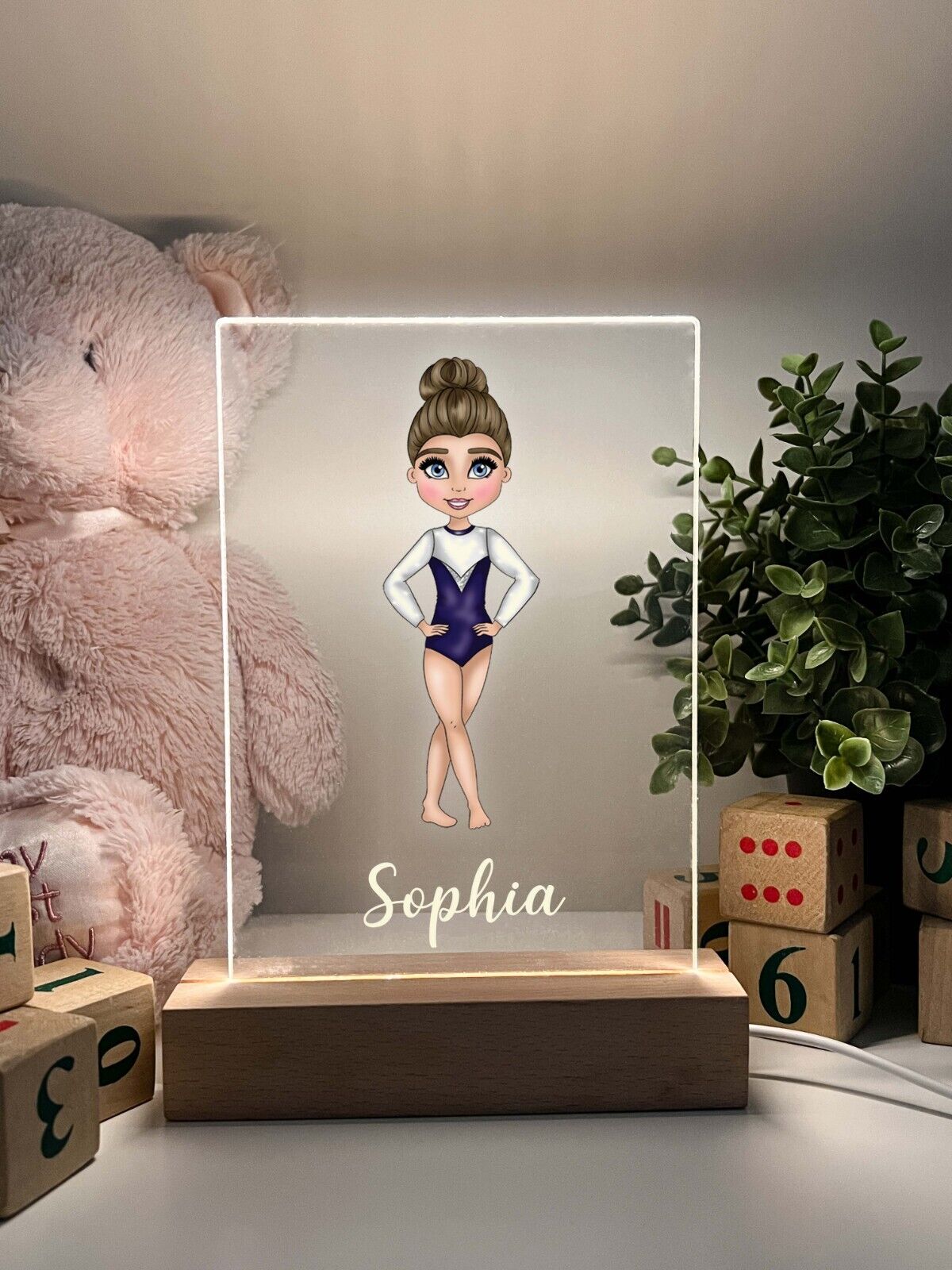 Personalized LED Light Up Desk Lamp Stand Gymnastics Girls Gymnast Sports Gift