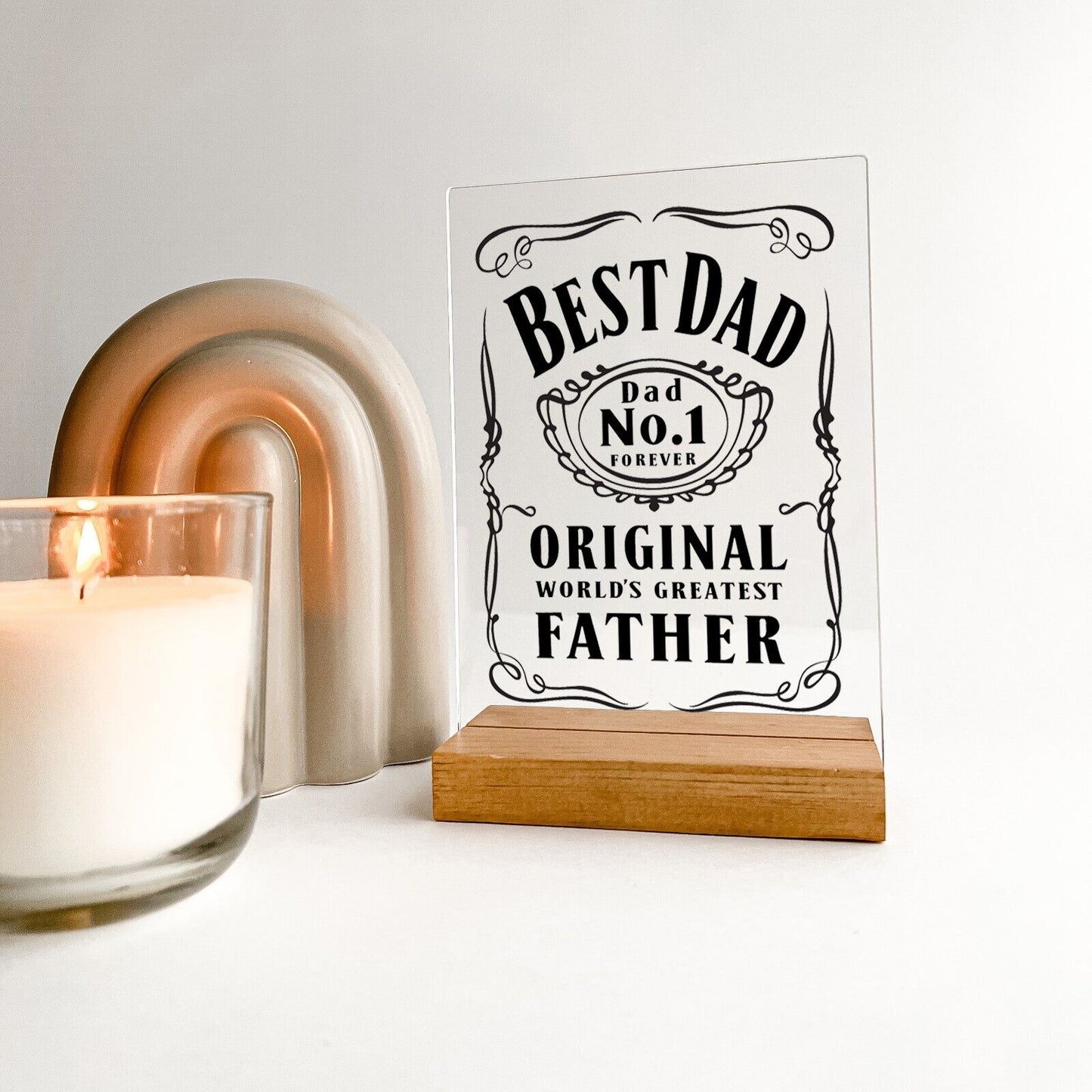 Personalized Wood Base Desk Table Stand Father's Day Best Dad Gift
