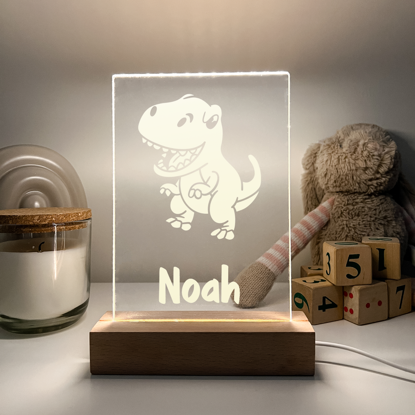 Personalized LED 16 Color Light Up Wood Lamp Stand Boys Gamer Xbox Controller