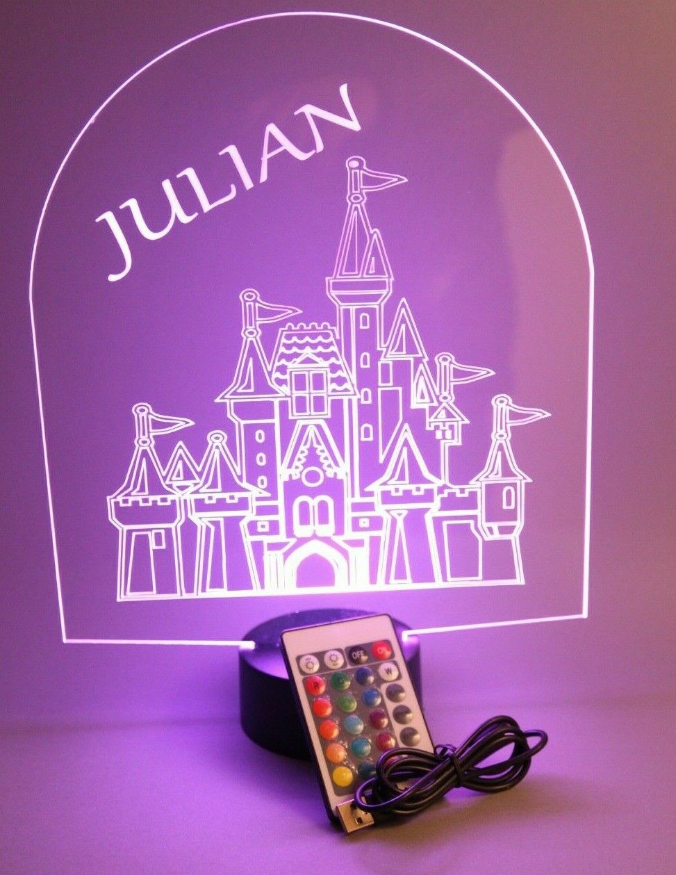 Fancy Princess Queen Castle Fortress Tower Royalty Fairy Night Light Up Lamp LED Personalized Any Name Custom Desk Table Lamp Free Engraving