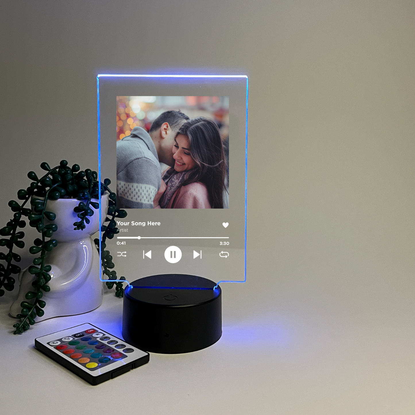 Personalized Photo Song Frame Lyrics Music Album Cover LED Light Up & 16 Colors!