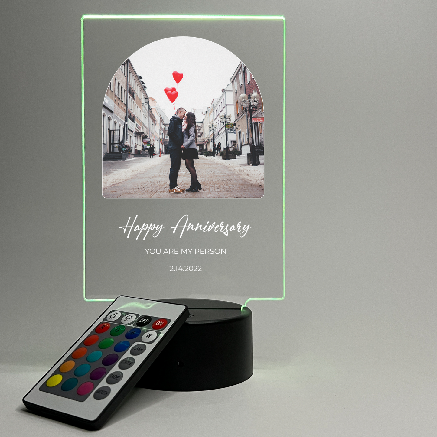 Personalized Arch Style Photo LED 16 Colors Night Light Up Lamp With Black Base