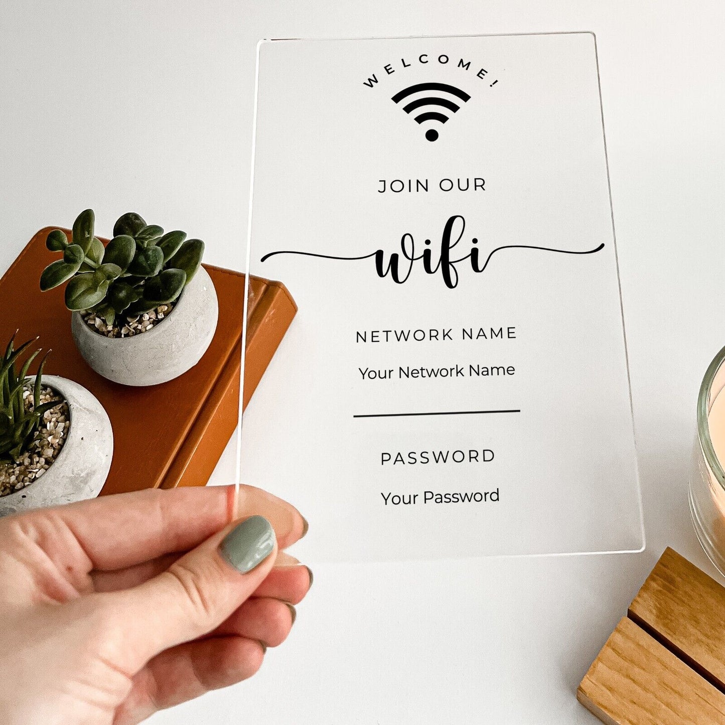 Personalized Wi-Fi Internet Network Connection Stand Custom Wood Stand