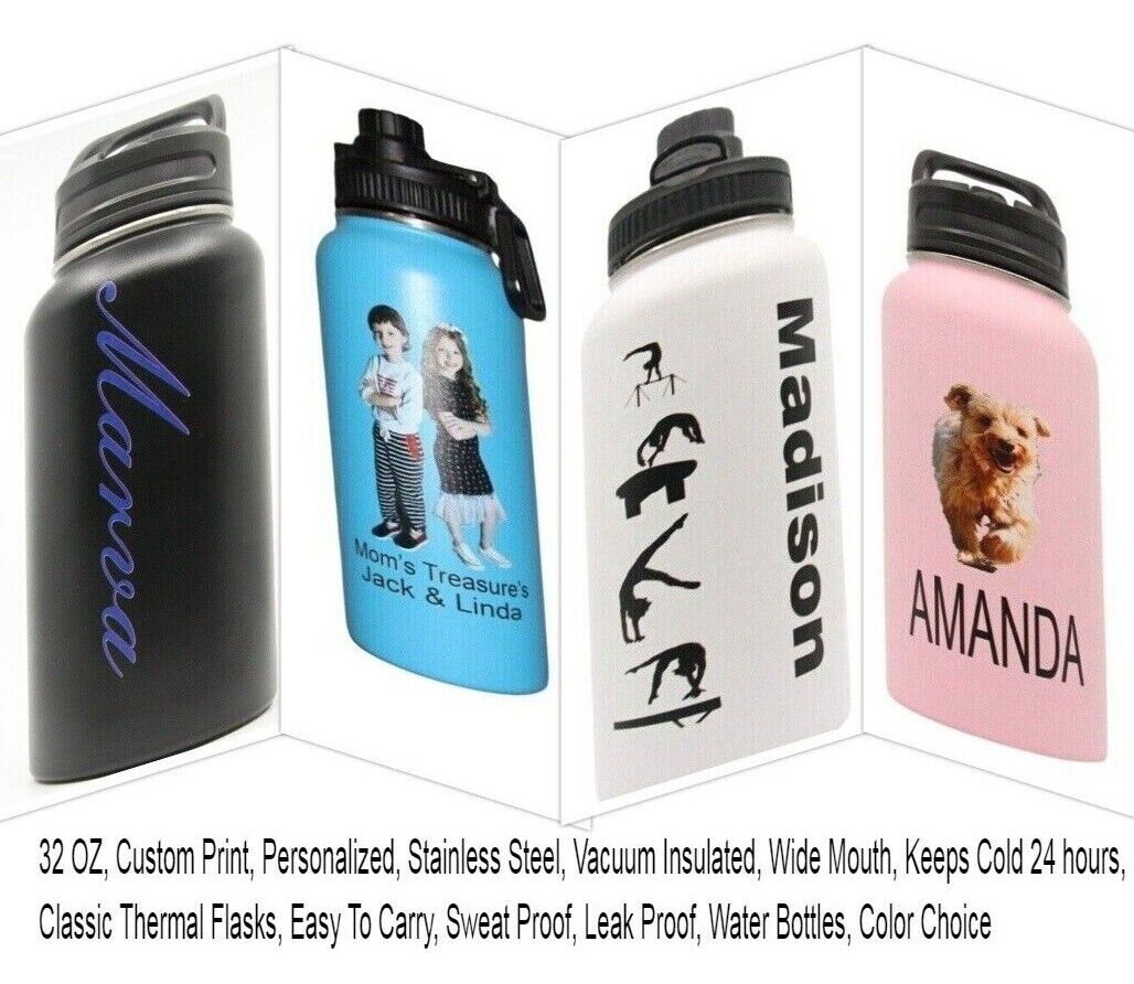 Personalized Insulated Sport 32oz Hydro Water Bottle W/ Custom Photo & Engraved