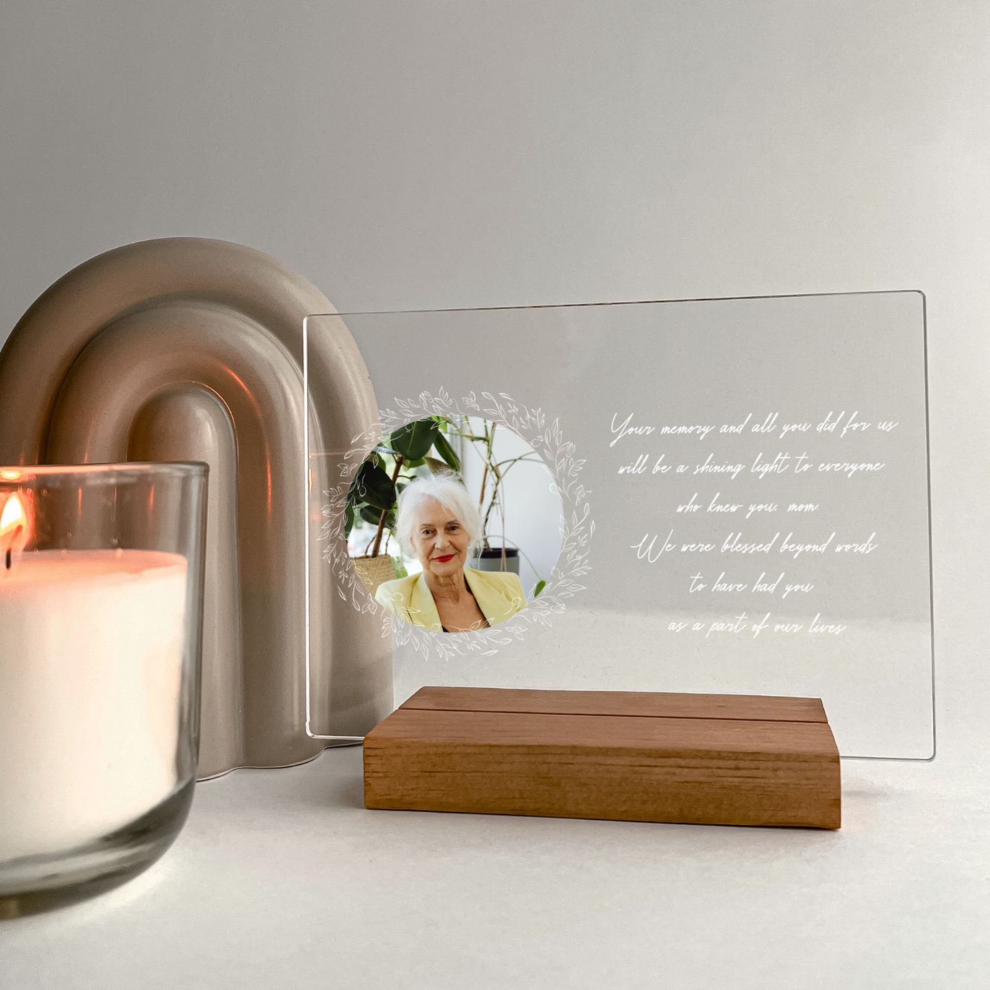 PERSONALIZED Forever In Our Hearts Home Décor Custom Wood Stand Engraved Gift