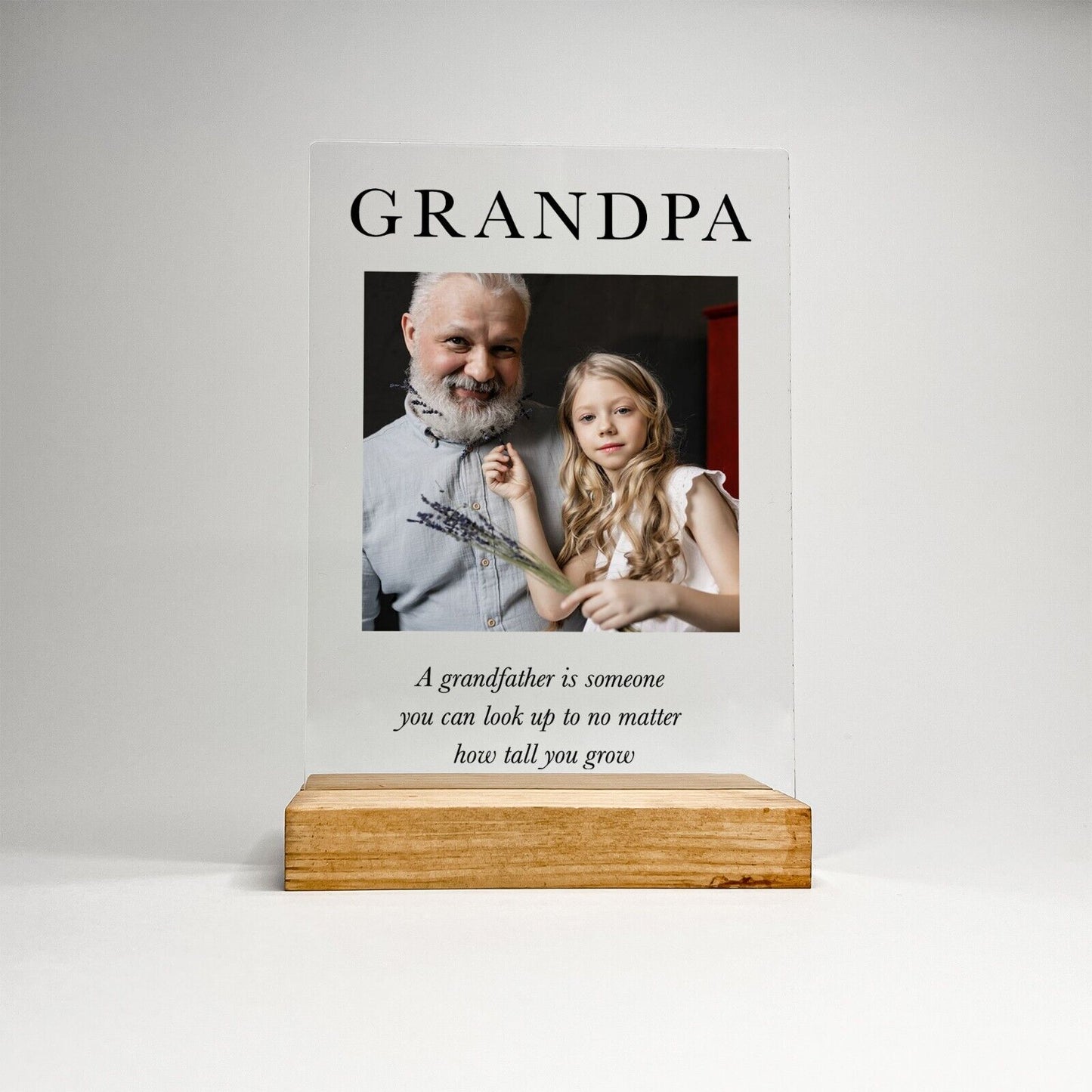 Personalized Wood Base Desk Table Stand Grandpa Love Grandfather Gramps Gift
