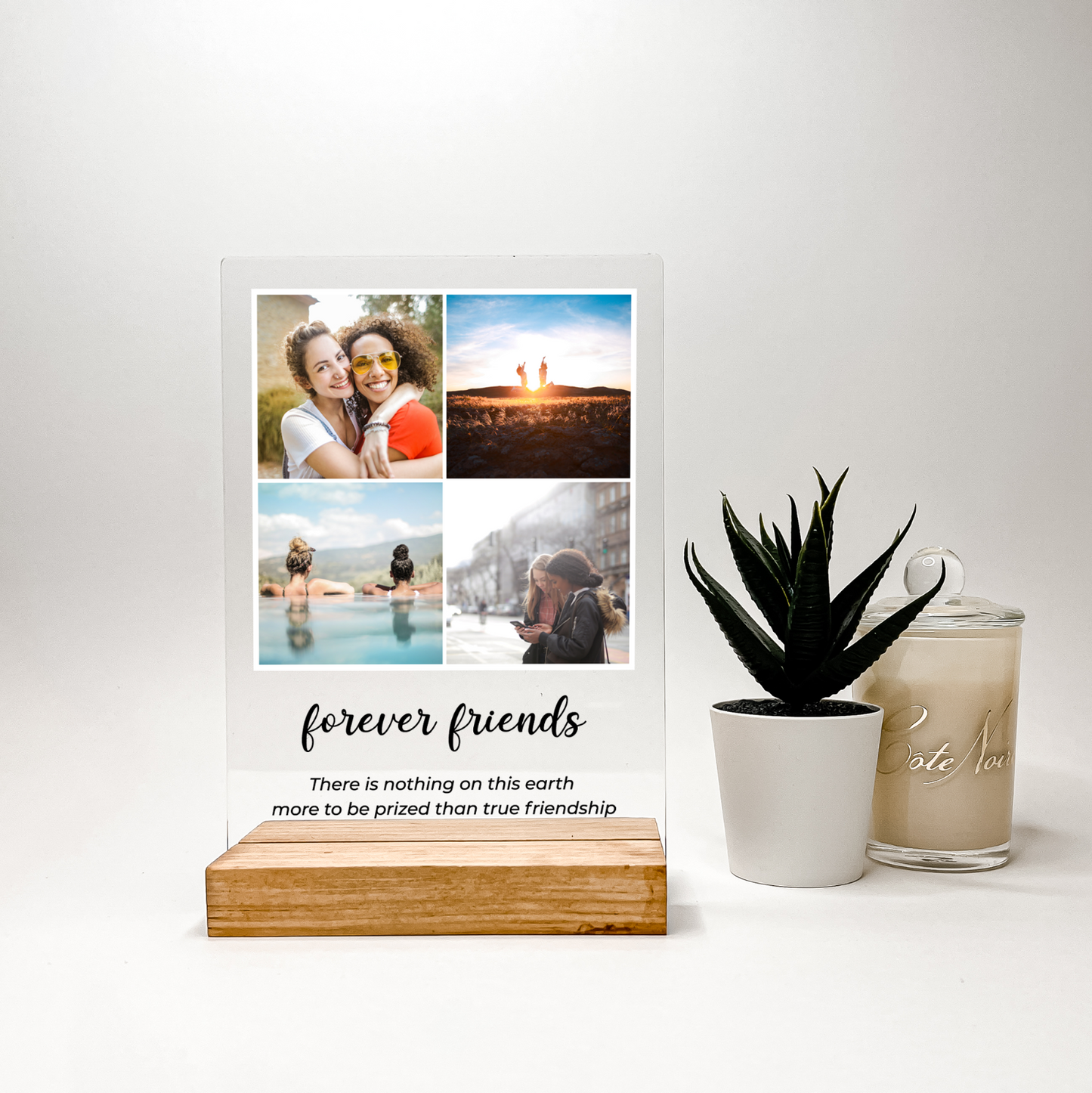 Personalized 4 Images Custom Collage Picture Frame, Acrylic Photo Plaque, Mother
