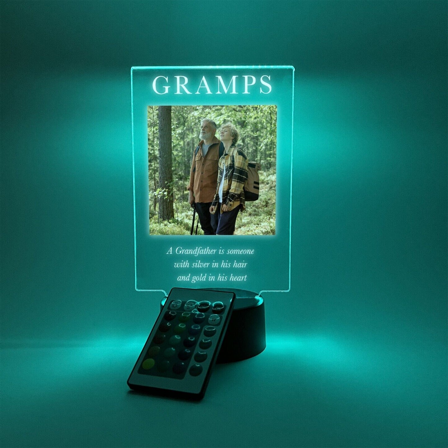 Personalized LED 16 Colors Light Up Stand Grandpa Love You Grandfather w/Remote
