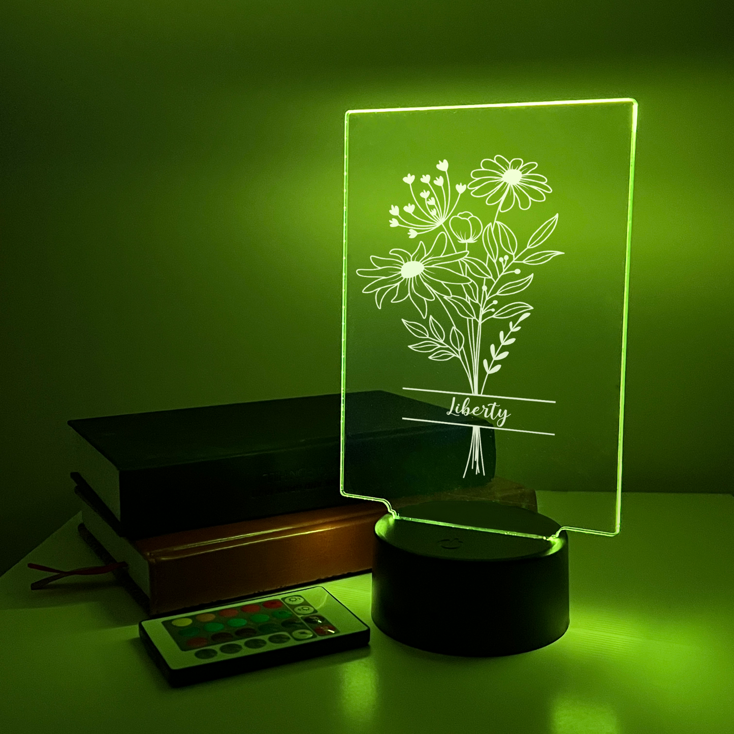 Personalized LED Light Up Wood Lamp Stand Ladies Mom Flowers Room Décor Gift