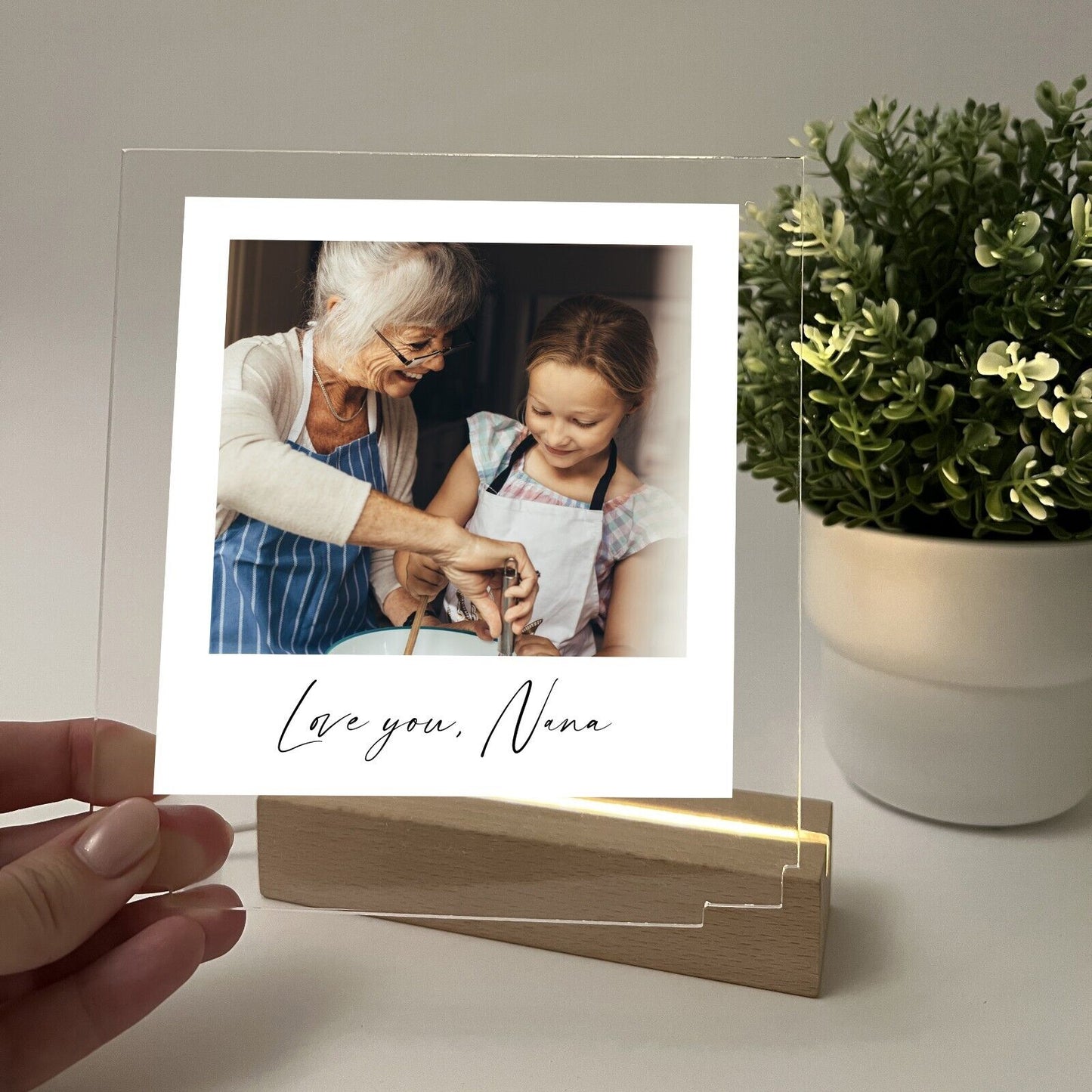Personalized LED Light Up Wood Stand Love You Mom Auntie Grandma Day Home Gift