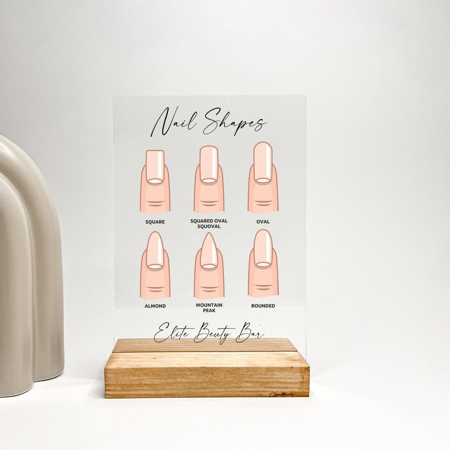 Personalized Wood Base Stand Nail Technician Nail Shape Salon Decor Plate Gift
