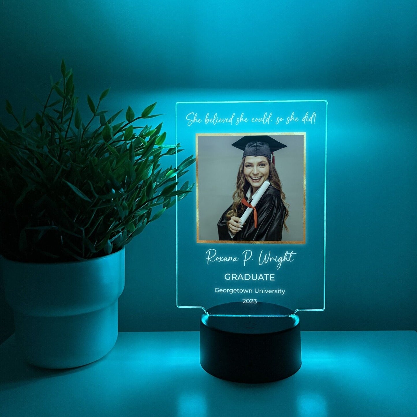 Custom Photo Graduation LED Light Up Lamp High School College Graduate Gift