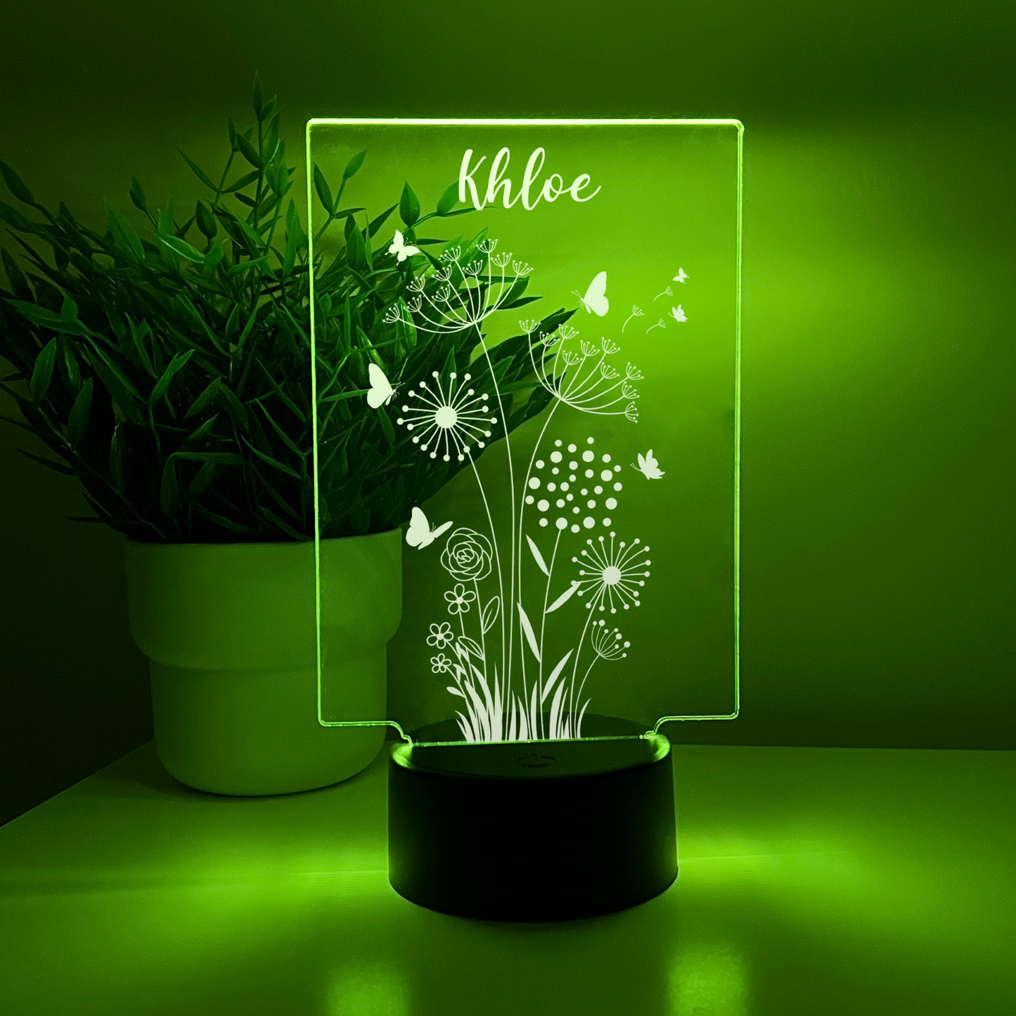 Personalized LED Light Up Wood Lamp Stand Ladies Mom Flowers Room Décor Gift
