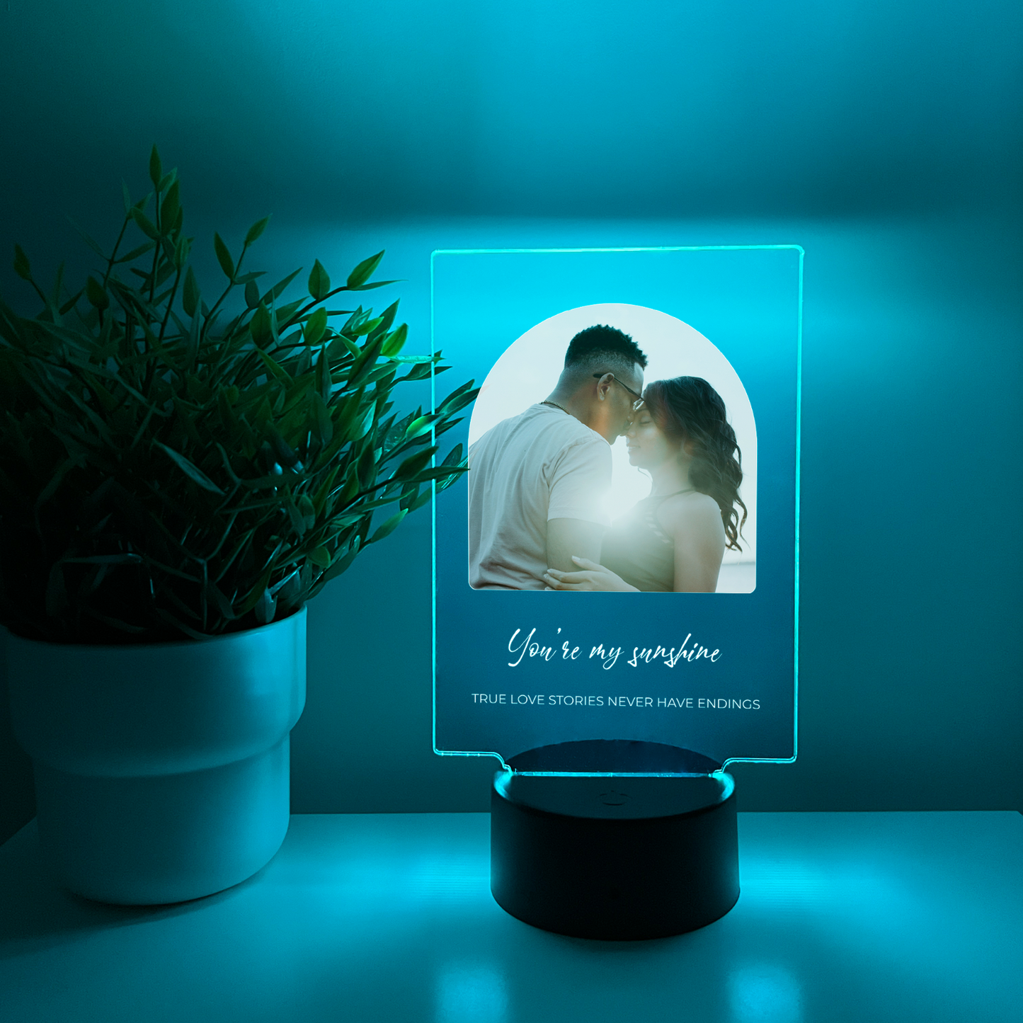 Personalized Arch Style Photo LED 16 Colors Night Light Up Lamp With Black Base