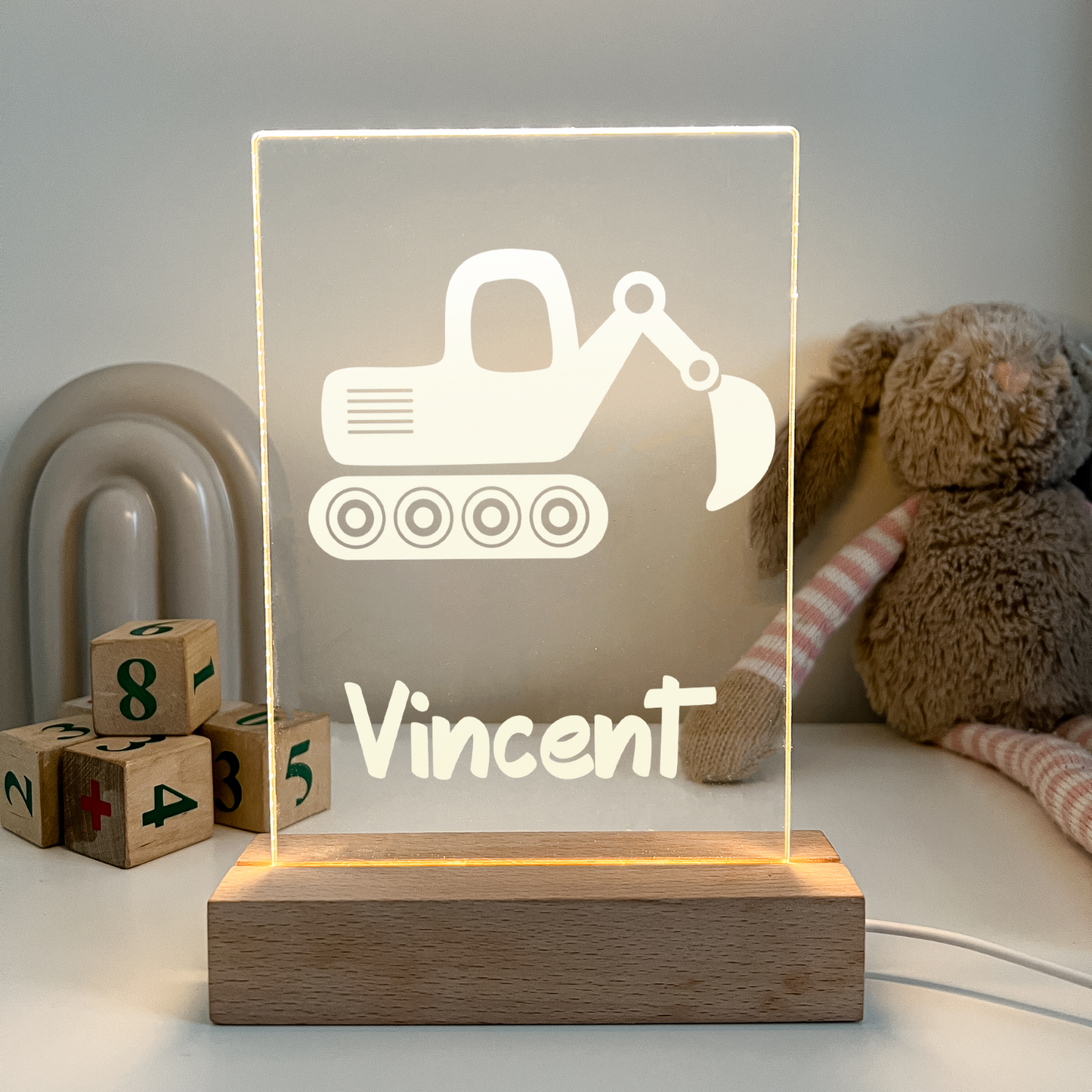 Personalized LED 16 Color Light Up Wood Lamp Stand Boys Gamer Xbox Controller