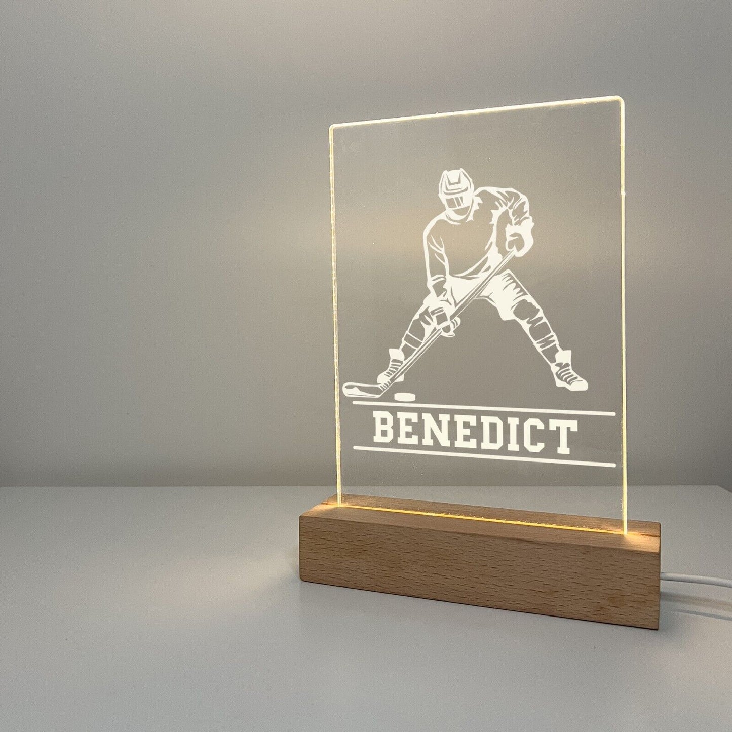Personalized LED Light Up Desk Lamp Stand Hockey Athlete NHL