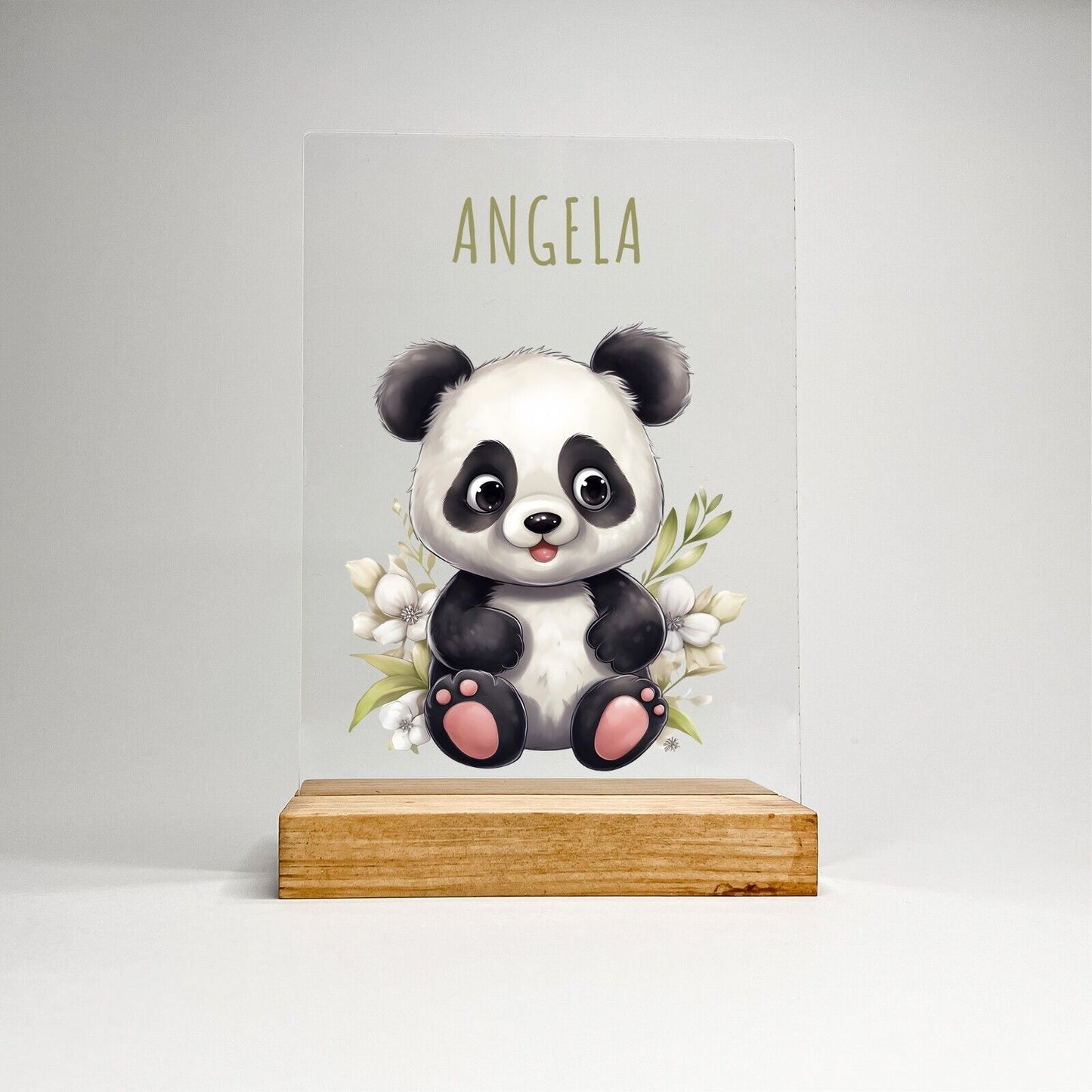 Personalized Acrylic Wood Stand Baby Newborn Animal Nursery Gift