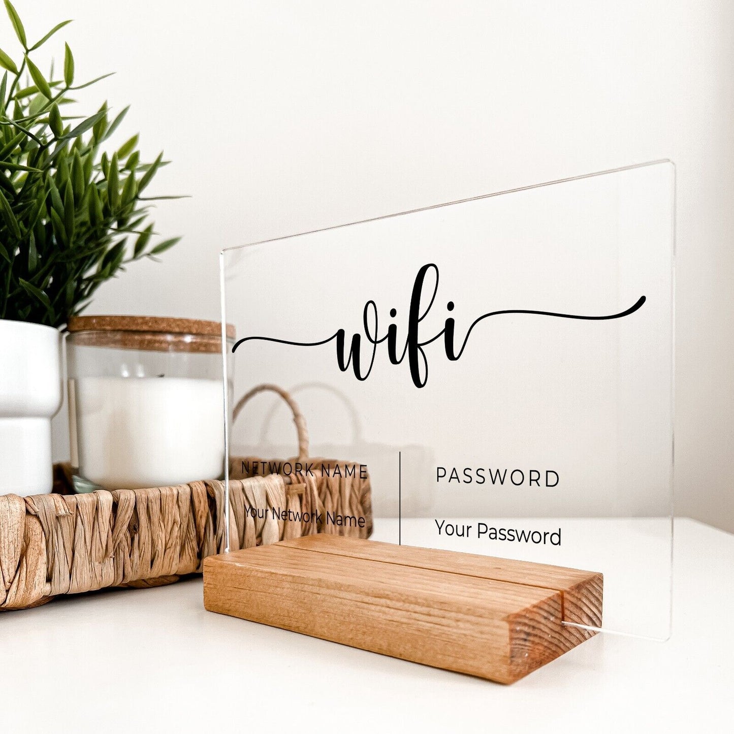Personalized Wi-Fi Internet Network Connection Stand Custom Wood Stand