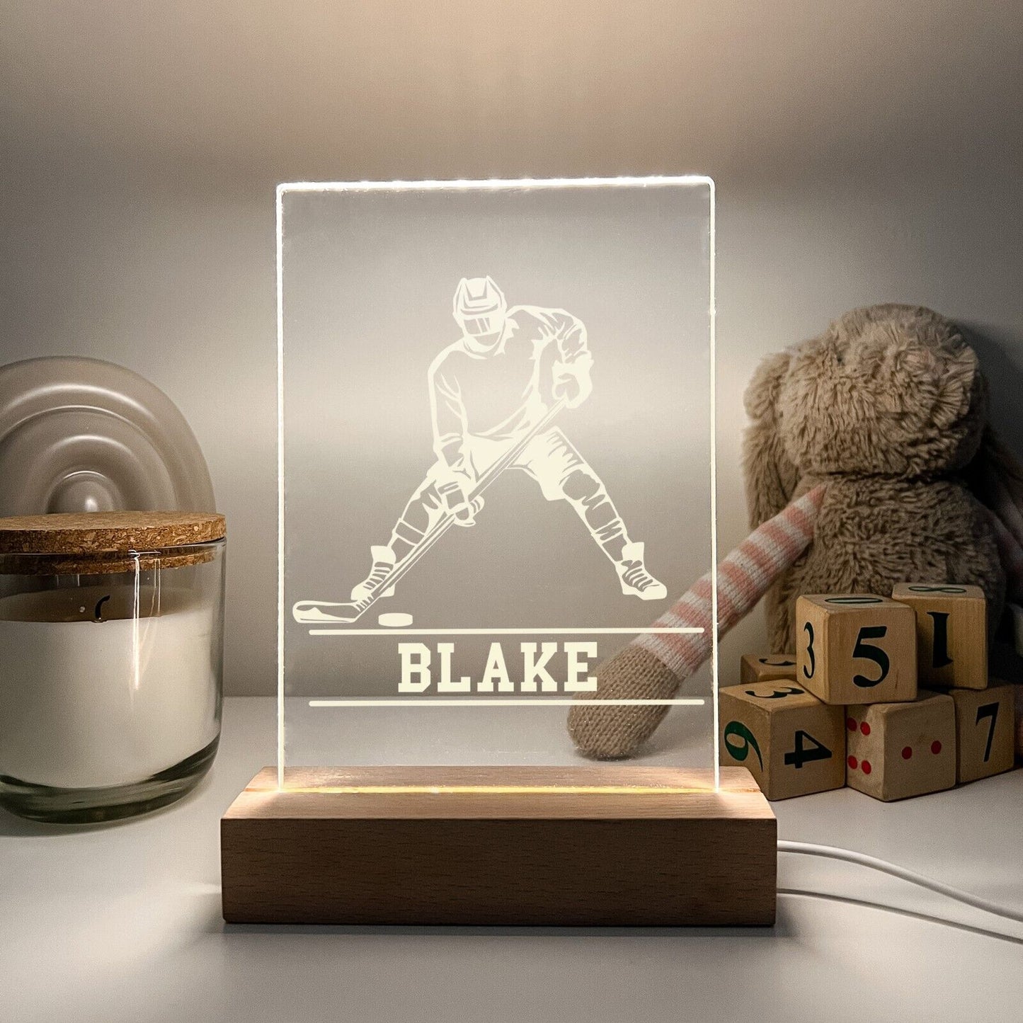 Personalized LED Light Up Desk Lamp Stand Hockey Athlete NHL