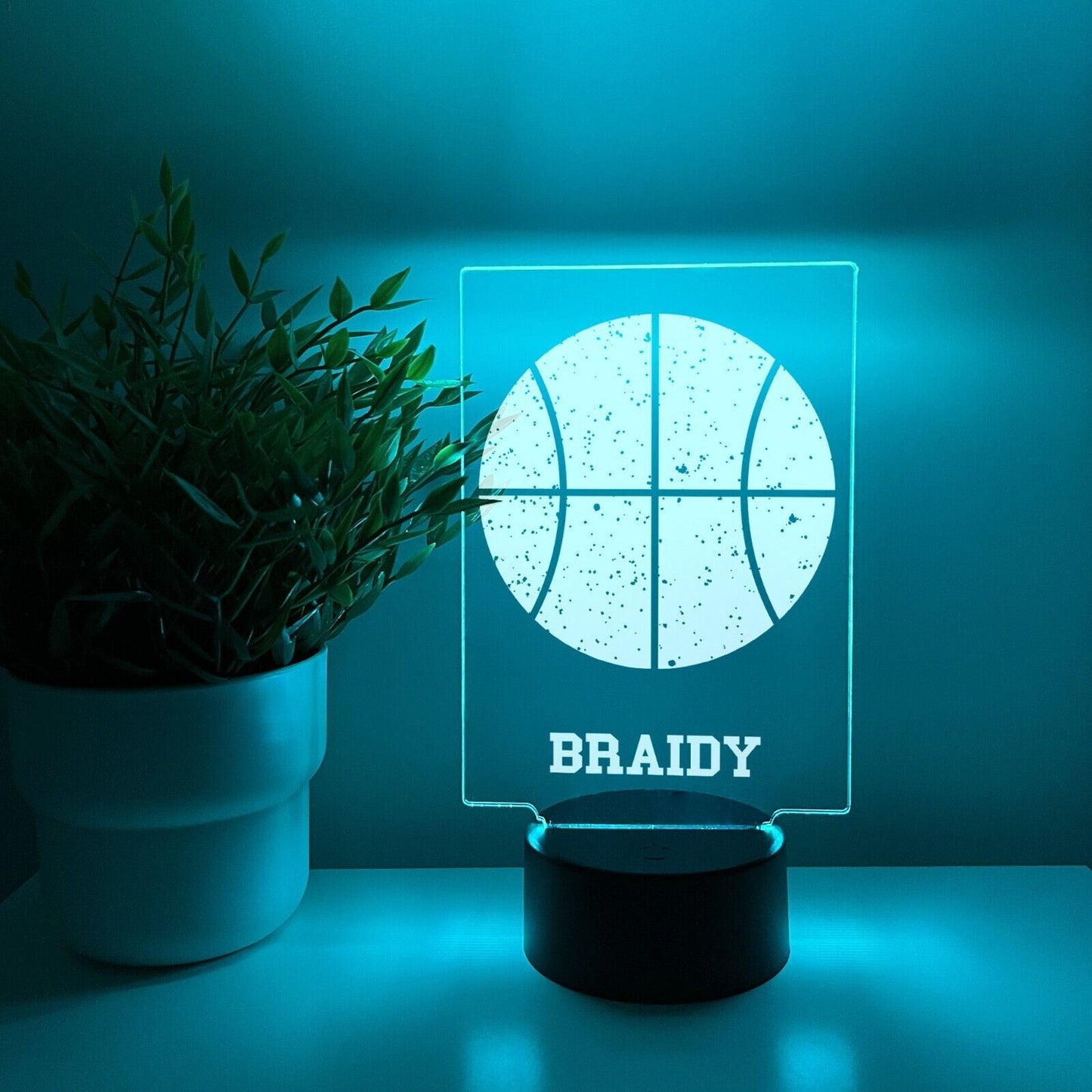 Personalized RGB Light Up Desk Lamp Stand Sports Soccer Baseball Hockey Football