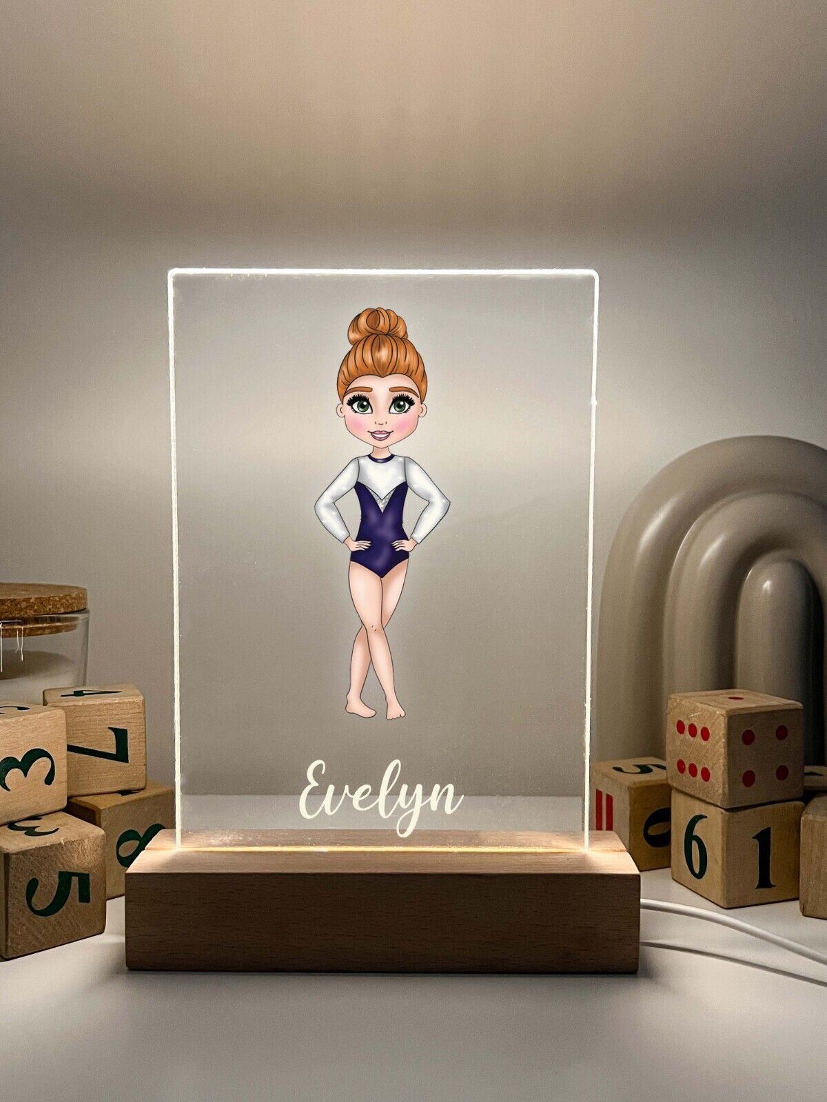 Personalized LED Light Up Desk Lamp Stand Gymnastics Girls Gymnast Sports Gift