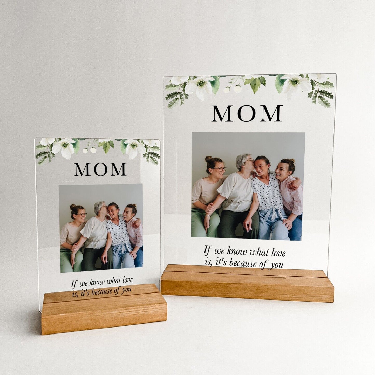 Personalized Mom Mother Flower Family Graduation Photo Custom Wood Stand