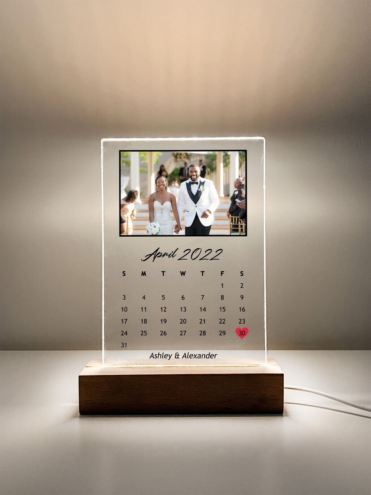 Personalized LED Light Up Calendar Couple Anniversary Wedding Holiday Gift