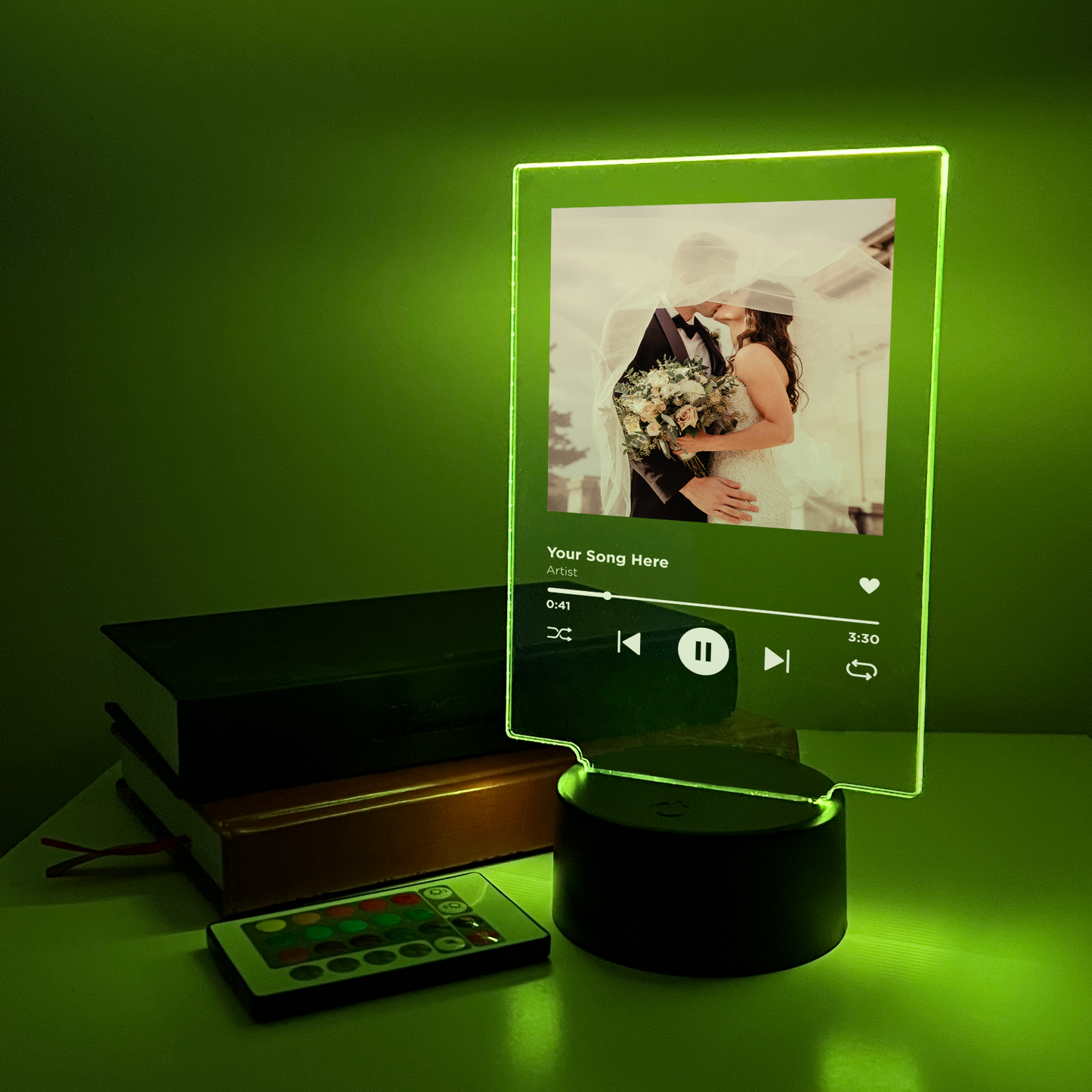 Personalized Photo Song Frame Lyrics Music Album Cover LED Light Up & 16 Colors!