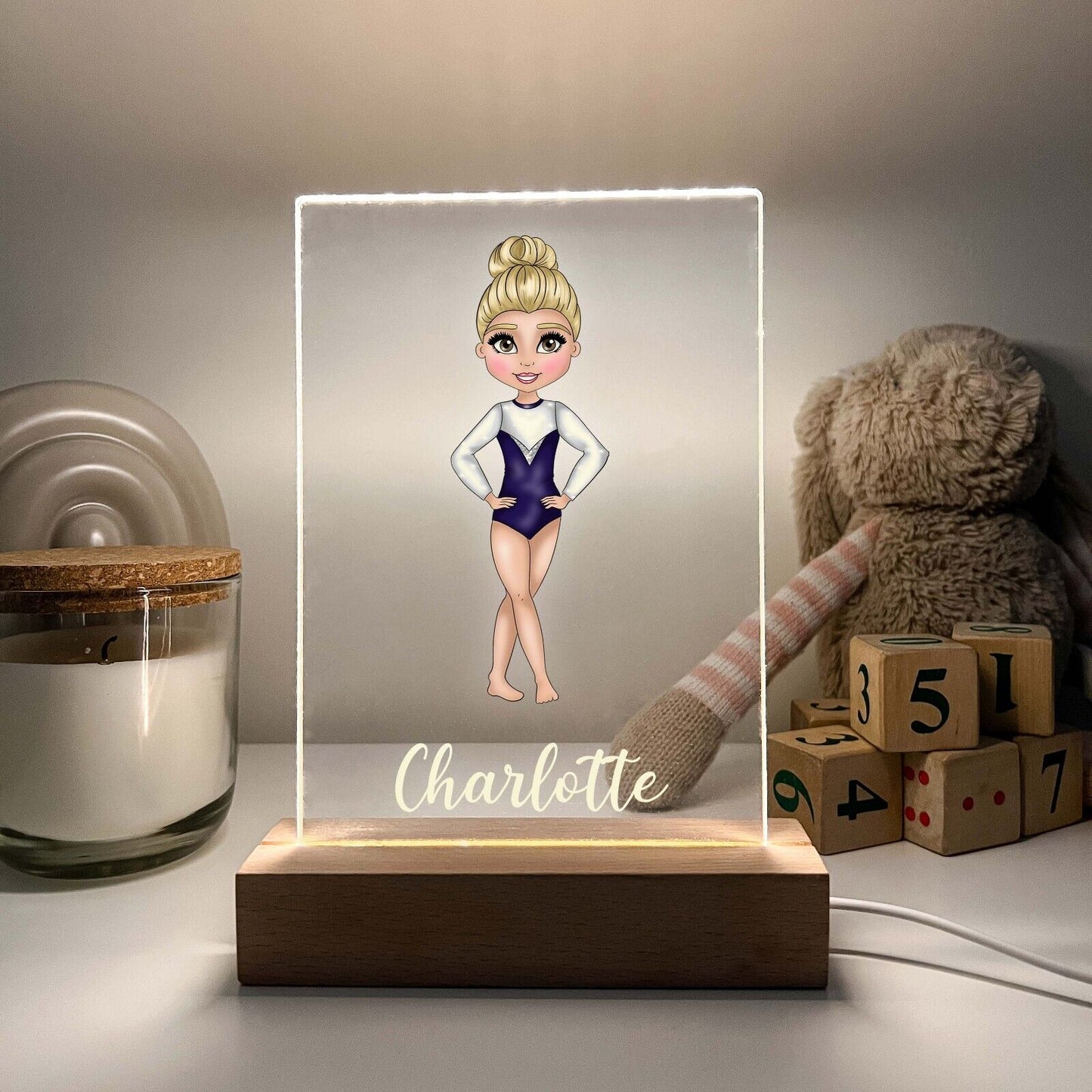 Personalized LED Light Up Desk Lamp Stand Gymnastics Girls Gymnast Sports Gift