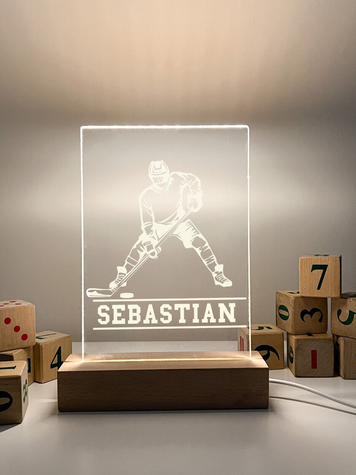 Personalized LED Light Up Desk Lamp Stand Hockey Athlete NHL