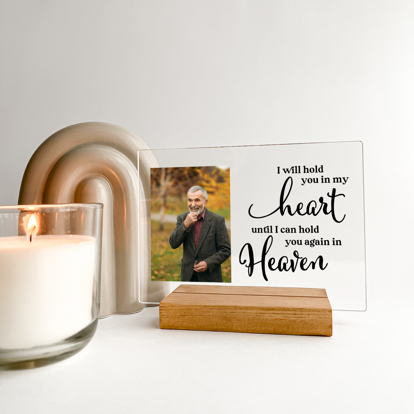 PERSONALIZED Forever In Our Hearts Custom Wood Stand Picture Plaque Sympathy