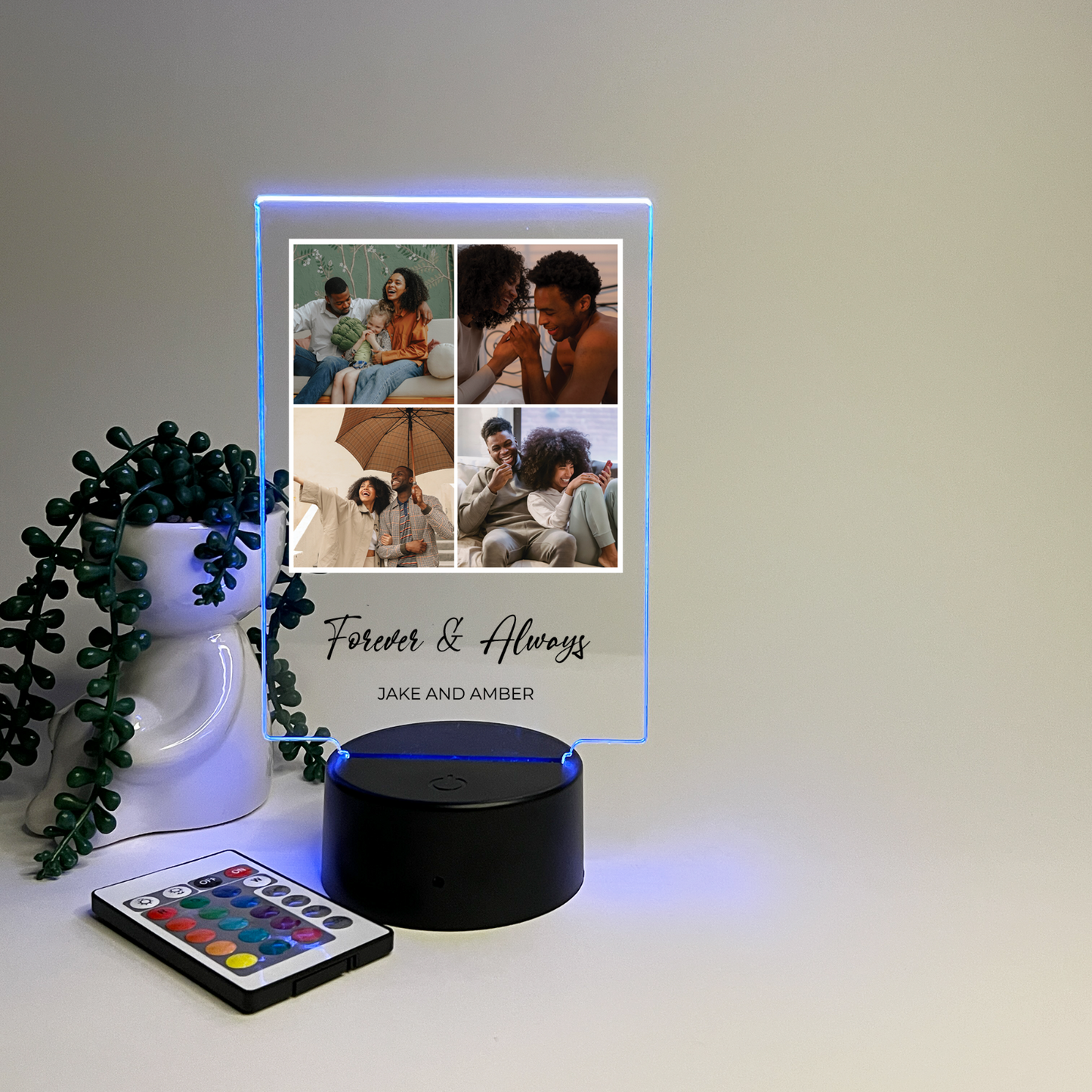 Personalized 4 Picture Collage LED Night Light Up -Best Friends, Valentine Gift