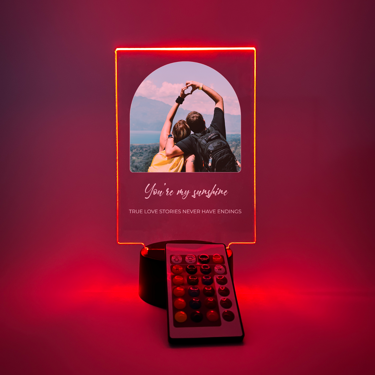 Personalized Arch Style Photo LED 16 Colors Night Light Up Lamp With Black Base