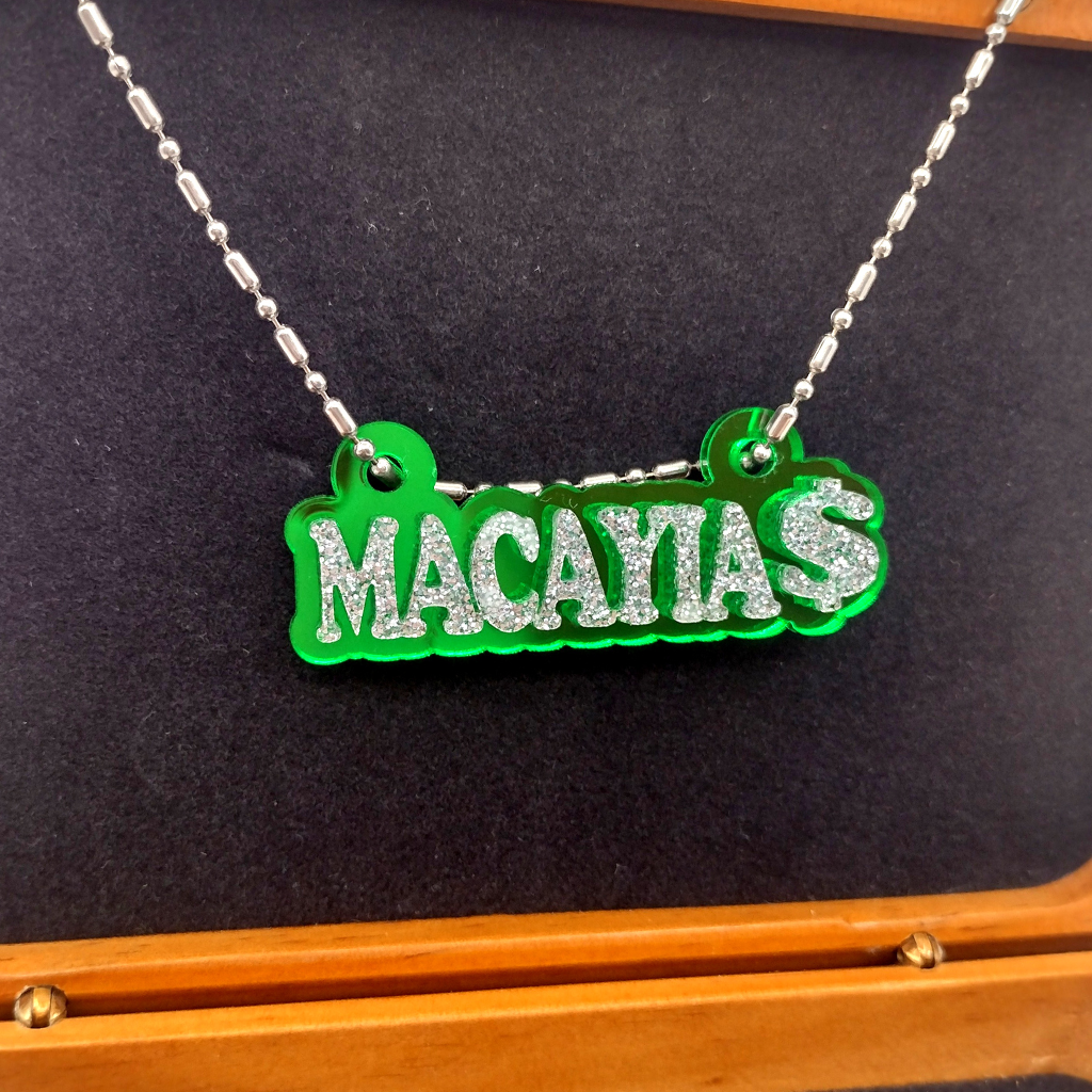 Custom Money Sign Name Necklace, Personalized Glitter Name Necklace