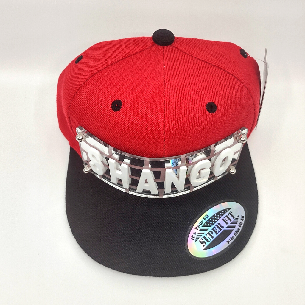 Red and Black Custom Snapback Hat, Laser Cut, Made to Order, Exclusive Creation