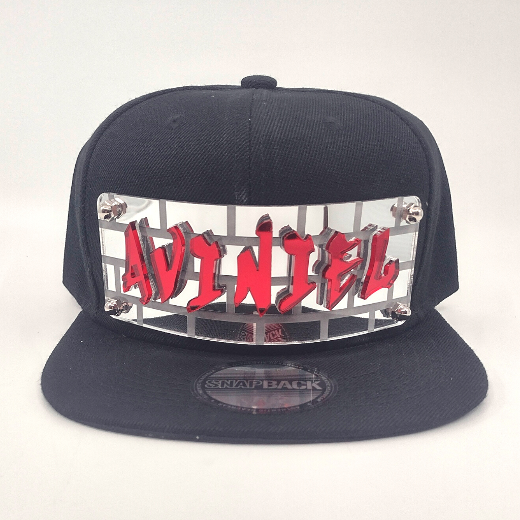Black Custom Snapback Hat, Laser Cut Letters, Made to Order, Exclusive Creation