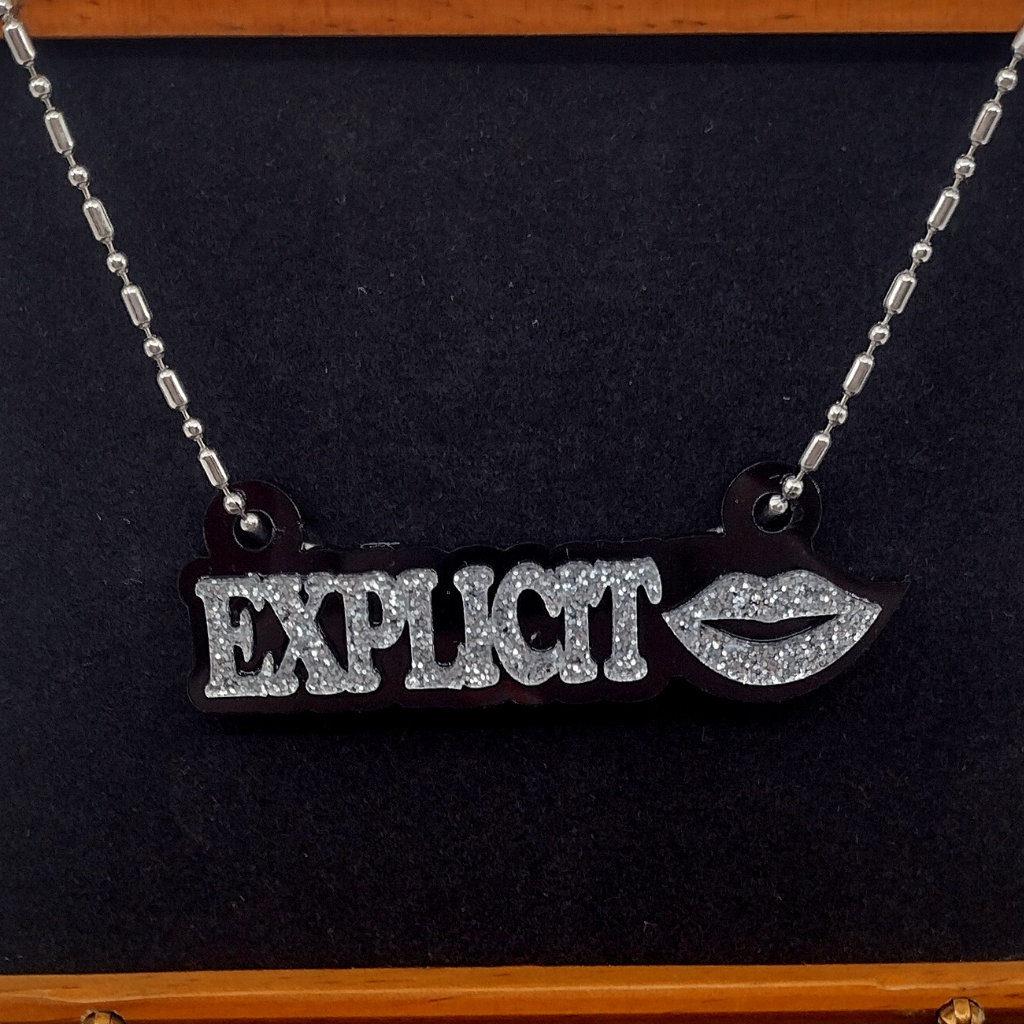 Custom Lips Name Necklace, Personalized Glitter Name Necklace