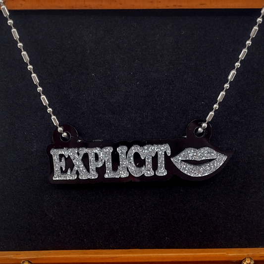 Custom Lips Name Necklace, Personalized Glitter Name Necklace