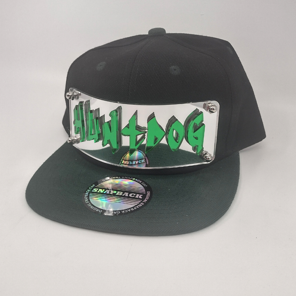 Black Custom Snapback Hat, Laser Cut Letters, Made to Order, Exclusive Creation