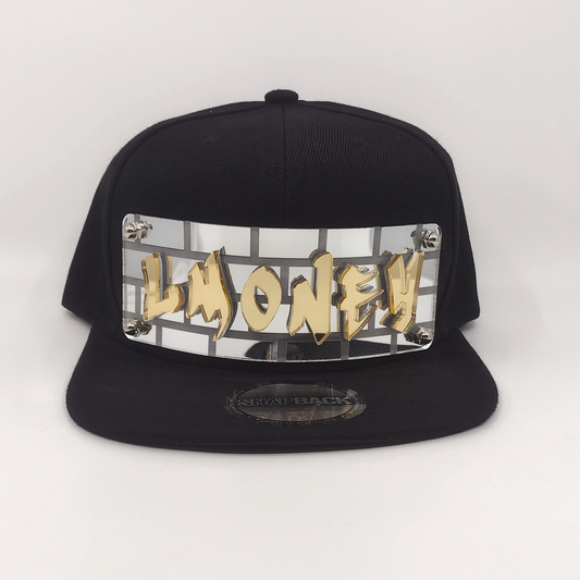 Black Custom Snapback Hat, Laser Cut, Made to Order, Exclusive Creation