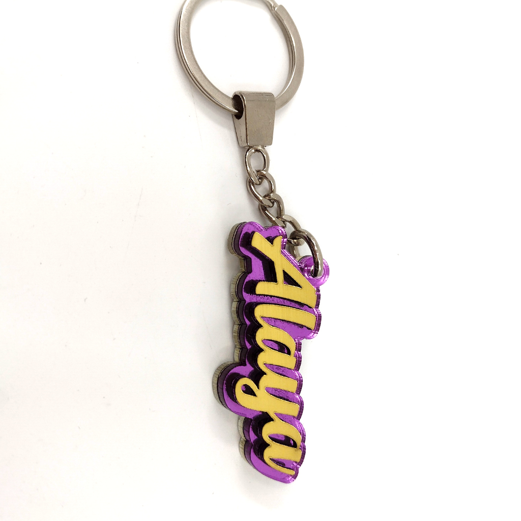 Custom Gold Name and Background Color Keychain