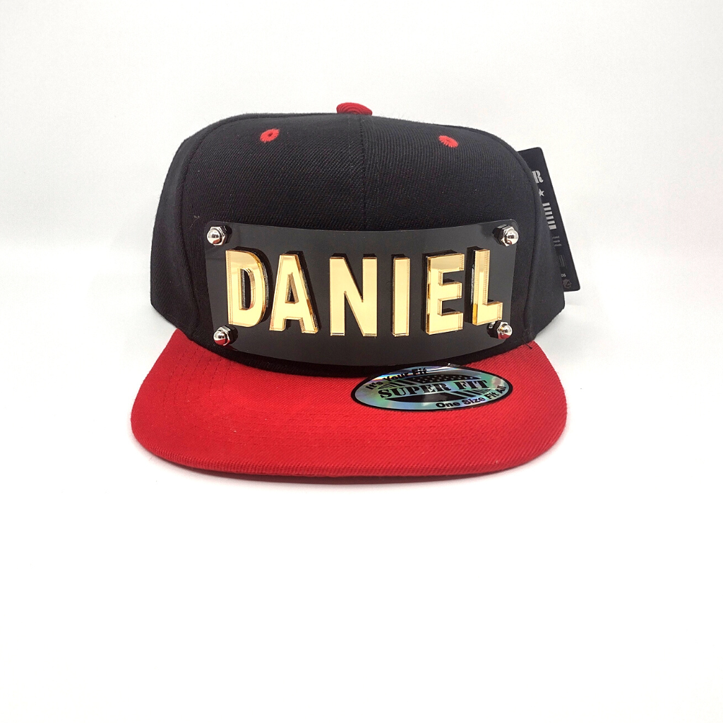 Black and Red Custom Snapback Hat, Laser Cut, Made to Order, Exclusive Creation