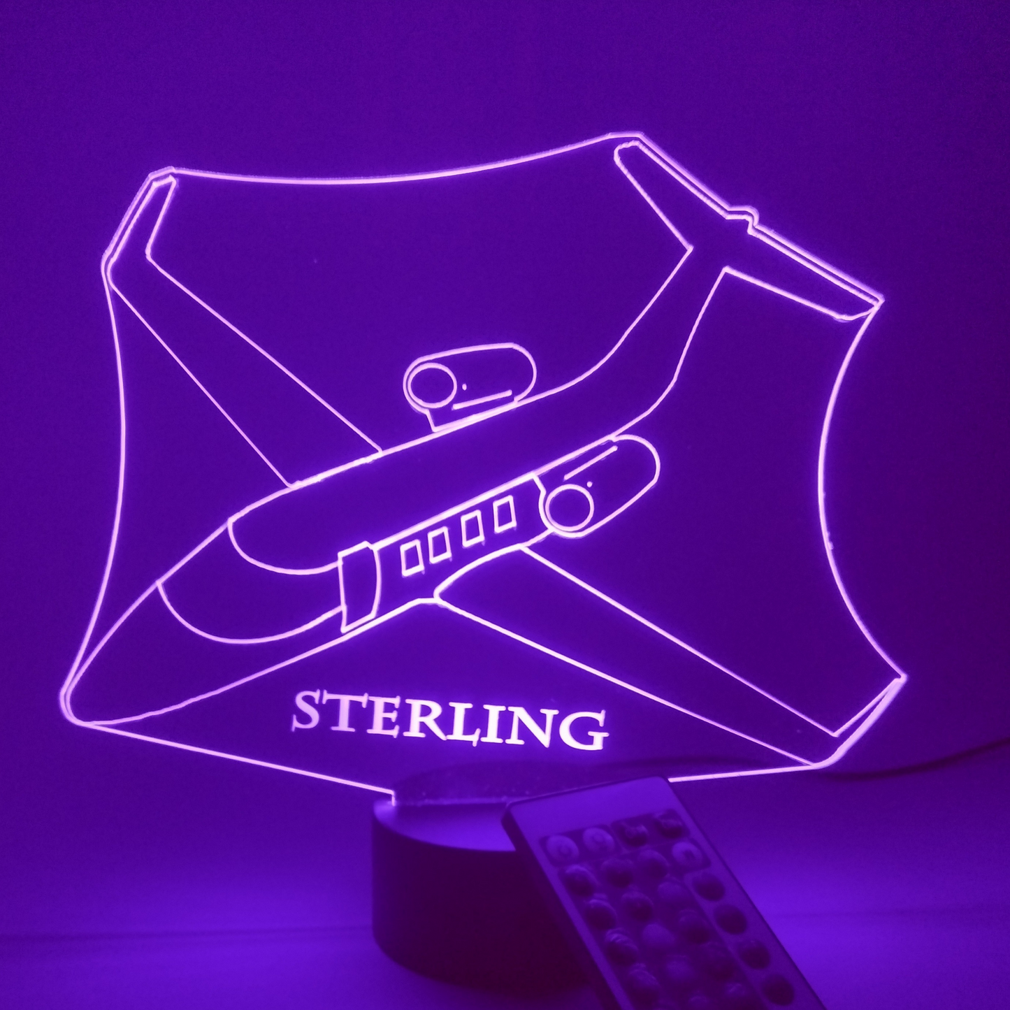 Airplane Jet Aircraft Plane Aircraft Night Light Up LED Free Engraved Custom Personalized Desk Table Lamp with Remote