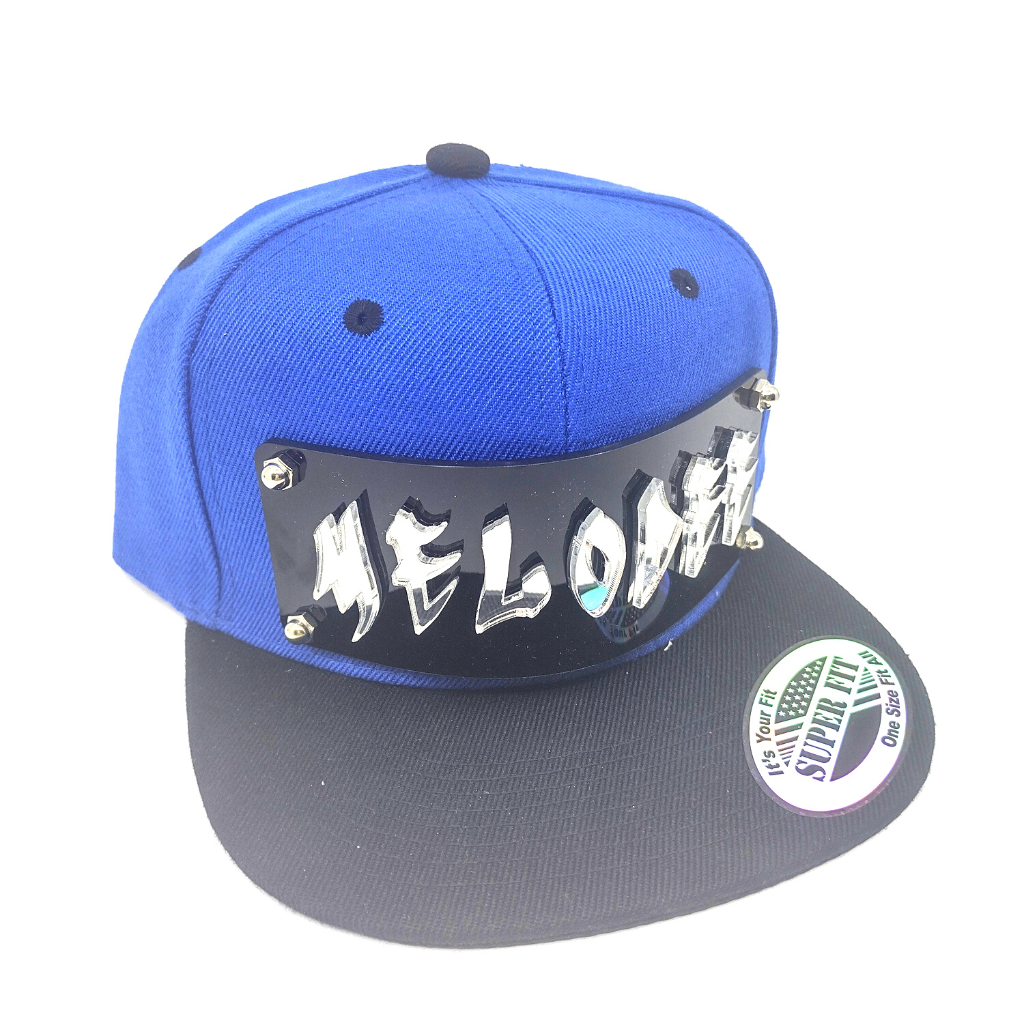 Blue and Black Custom Snapback Hat, Laser Cut, Made to Order, Exclusive Creation